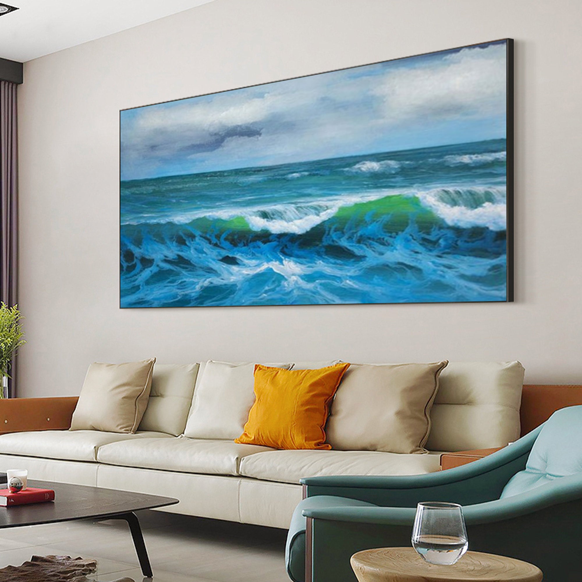 Homeproglobal Hyperrealism Wall Art | Ocean  Coastal Oil Painting #HLP1005