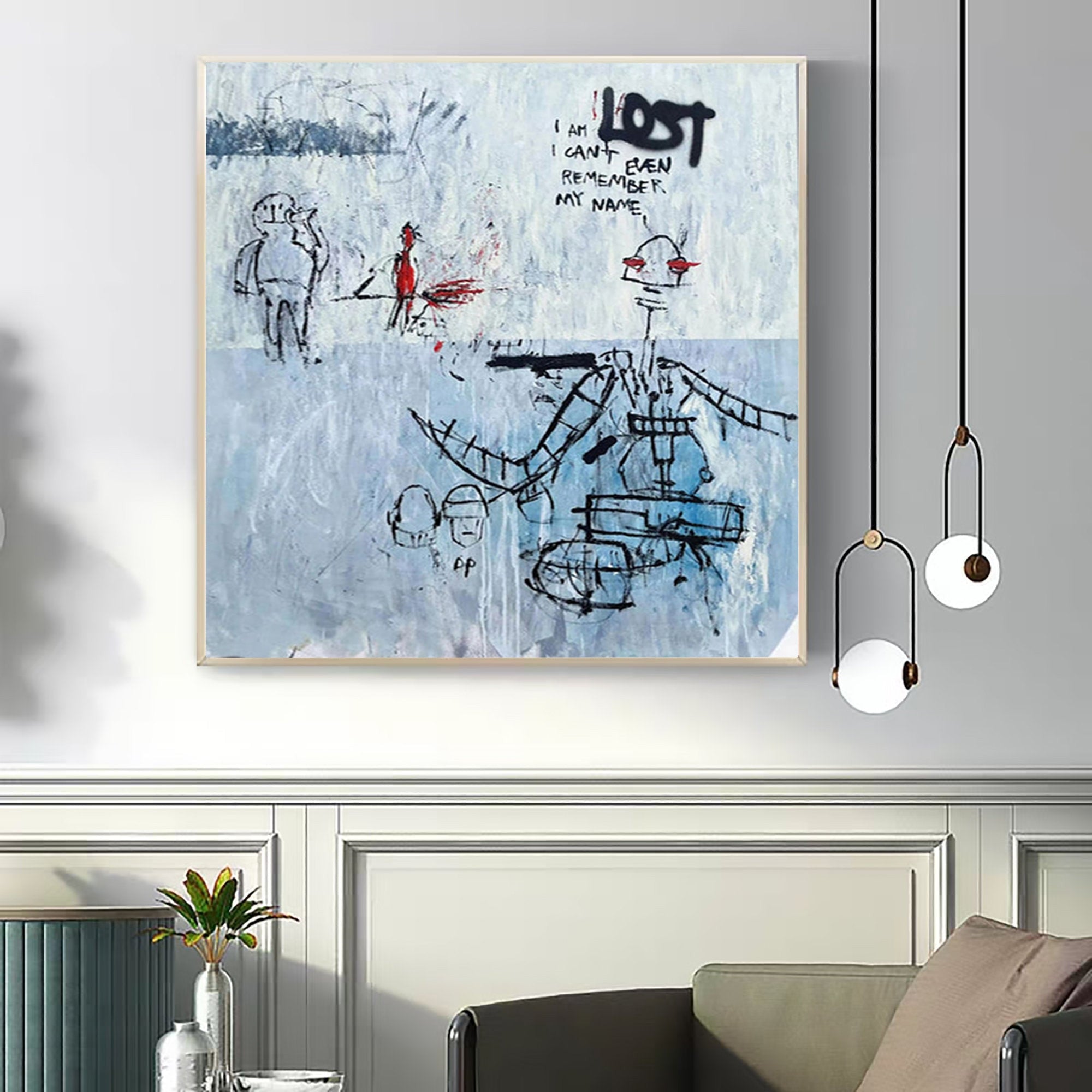 Abstract Hand Painted Art with Graffiti Style for Modern Home Decor #GA029