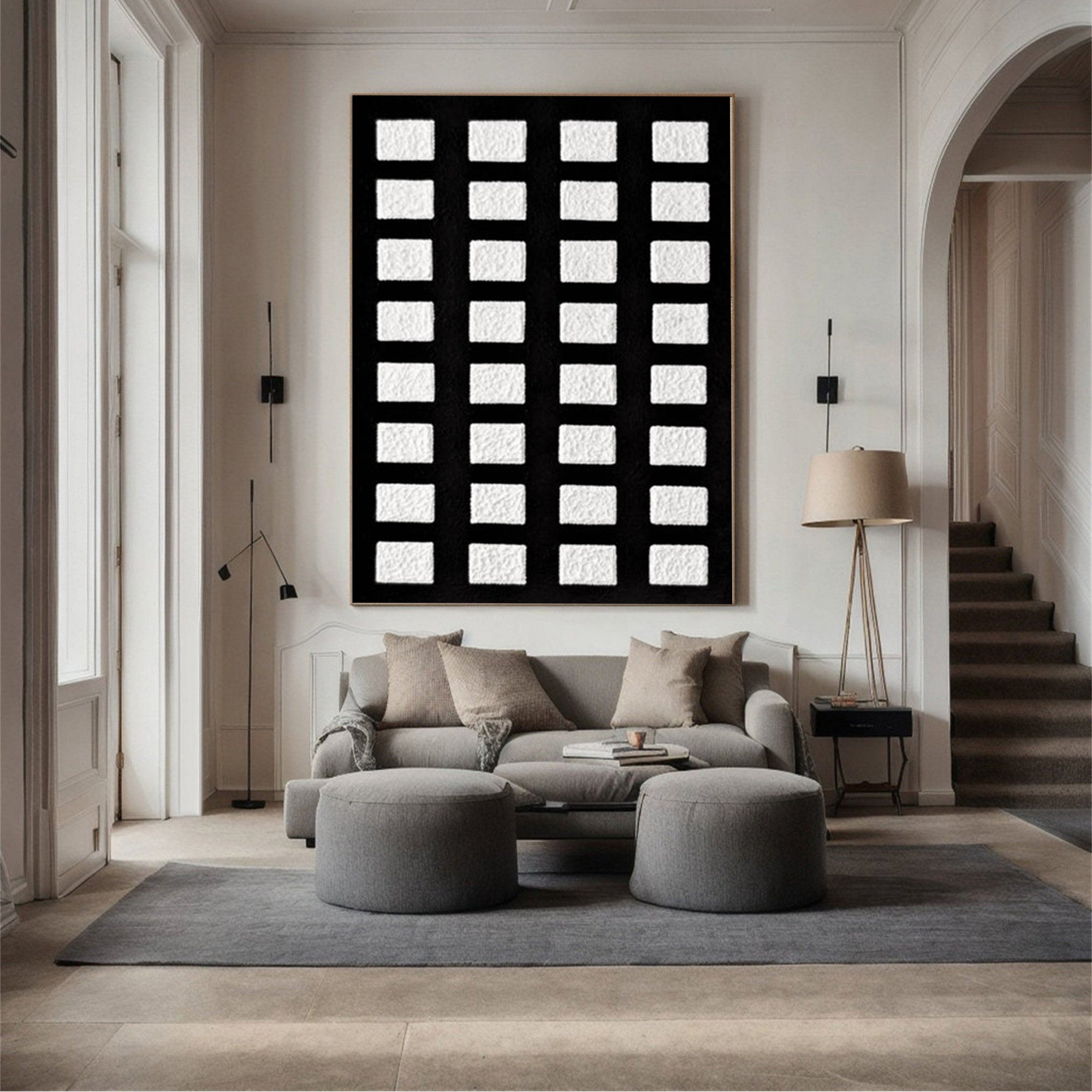 WabiSabi Wall Art Contemporary Black and White Textured Pattern Perfect for Modern Decor#TX179