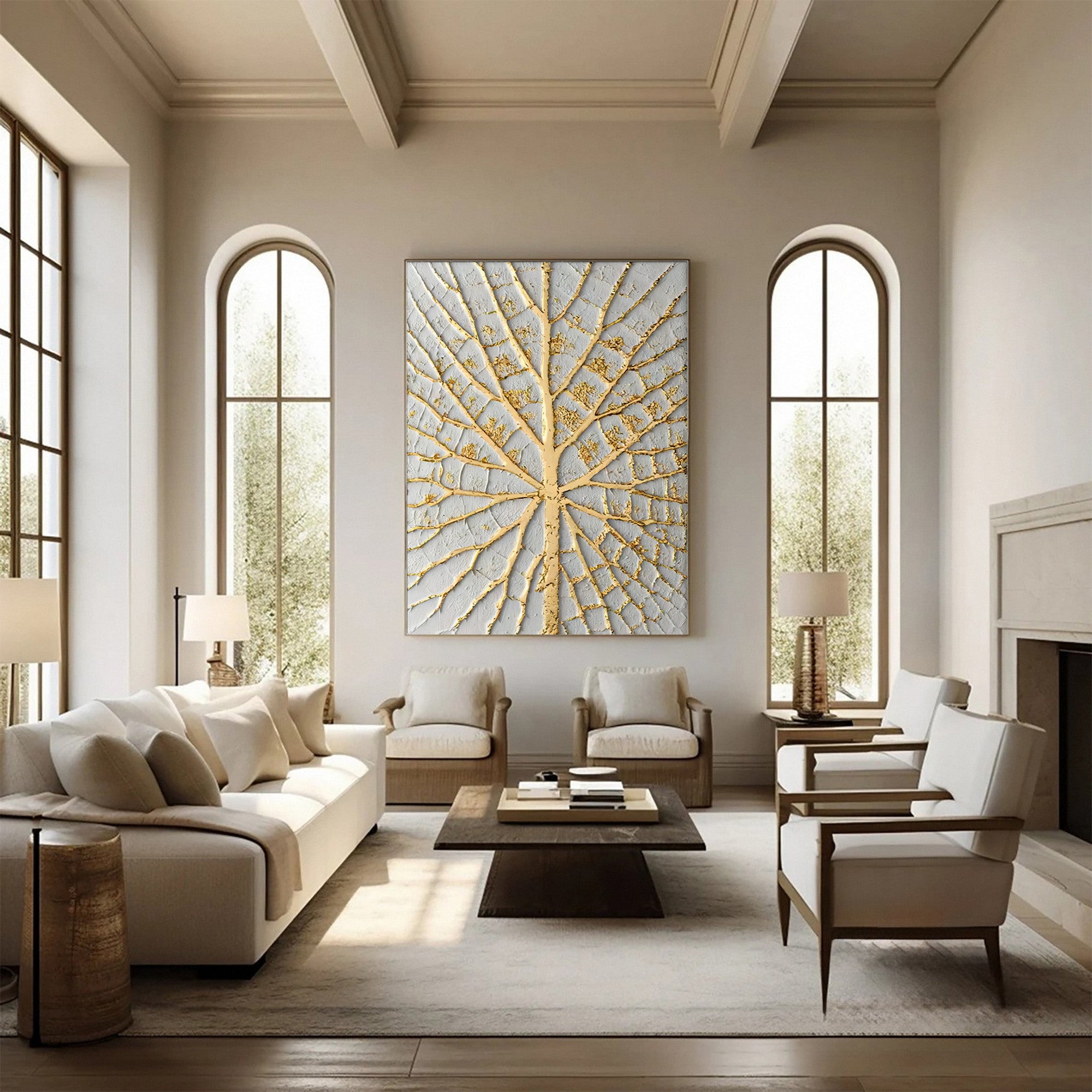 Abstract Metal Wall Art Plaster Textured Landscape for Modern Living Room #SG029