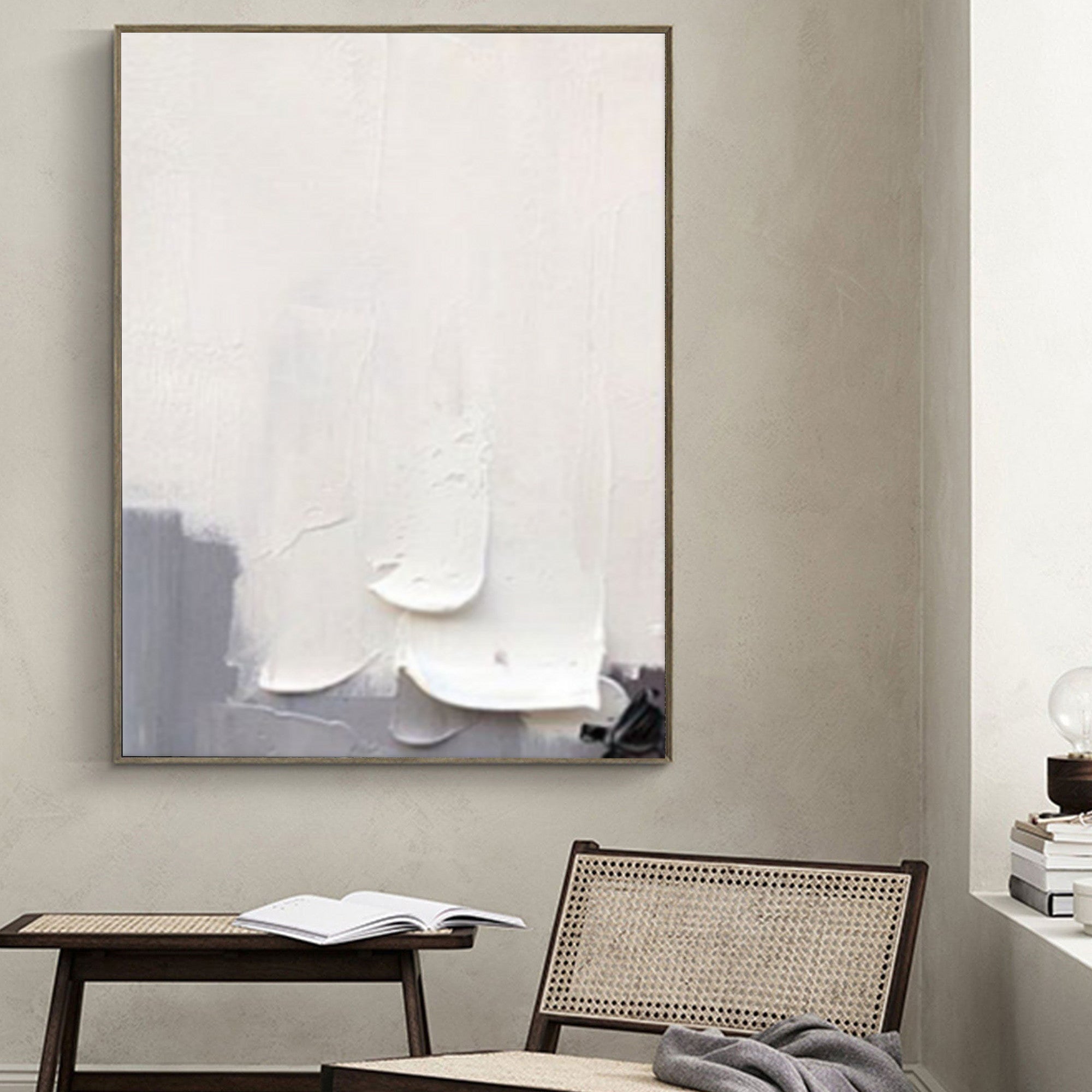 Homeproglobal Black and White Textured Abstract Painting for Modern Wall Art #SG070