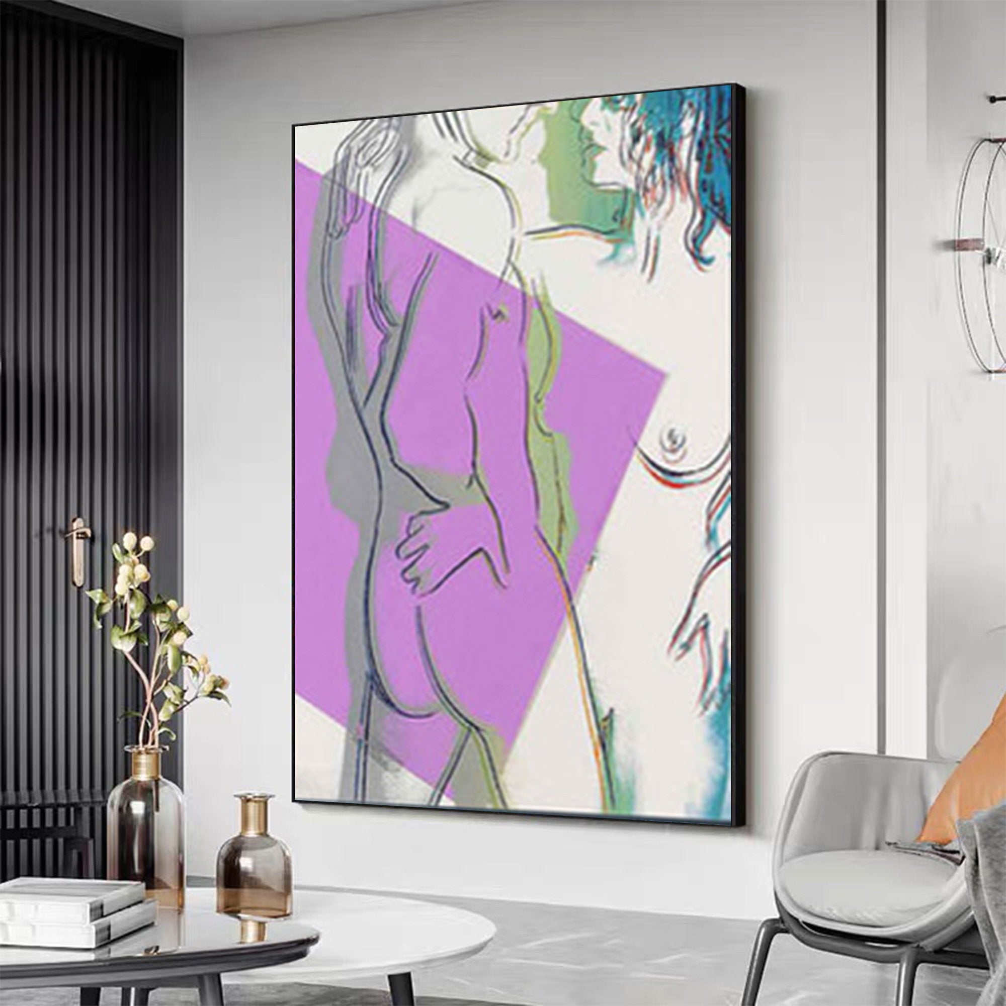 Abstract Expressionist Framed Wall Art for Bathroom Wall Decor #AW07