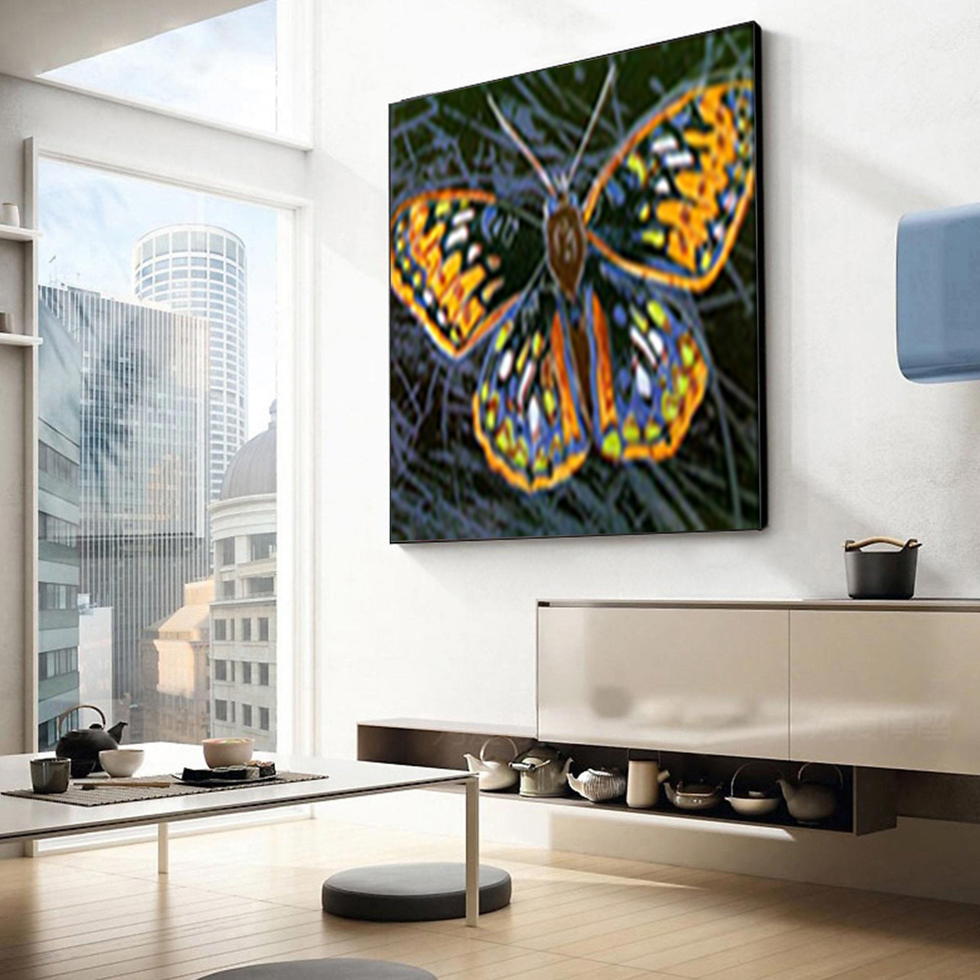 Large Abstract Wall Art for Living Room – Colorful Butterfly Design #AW01