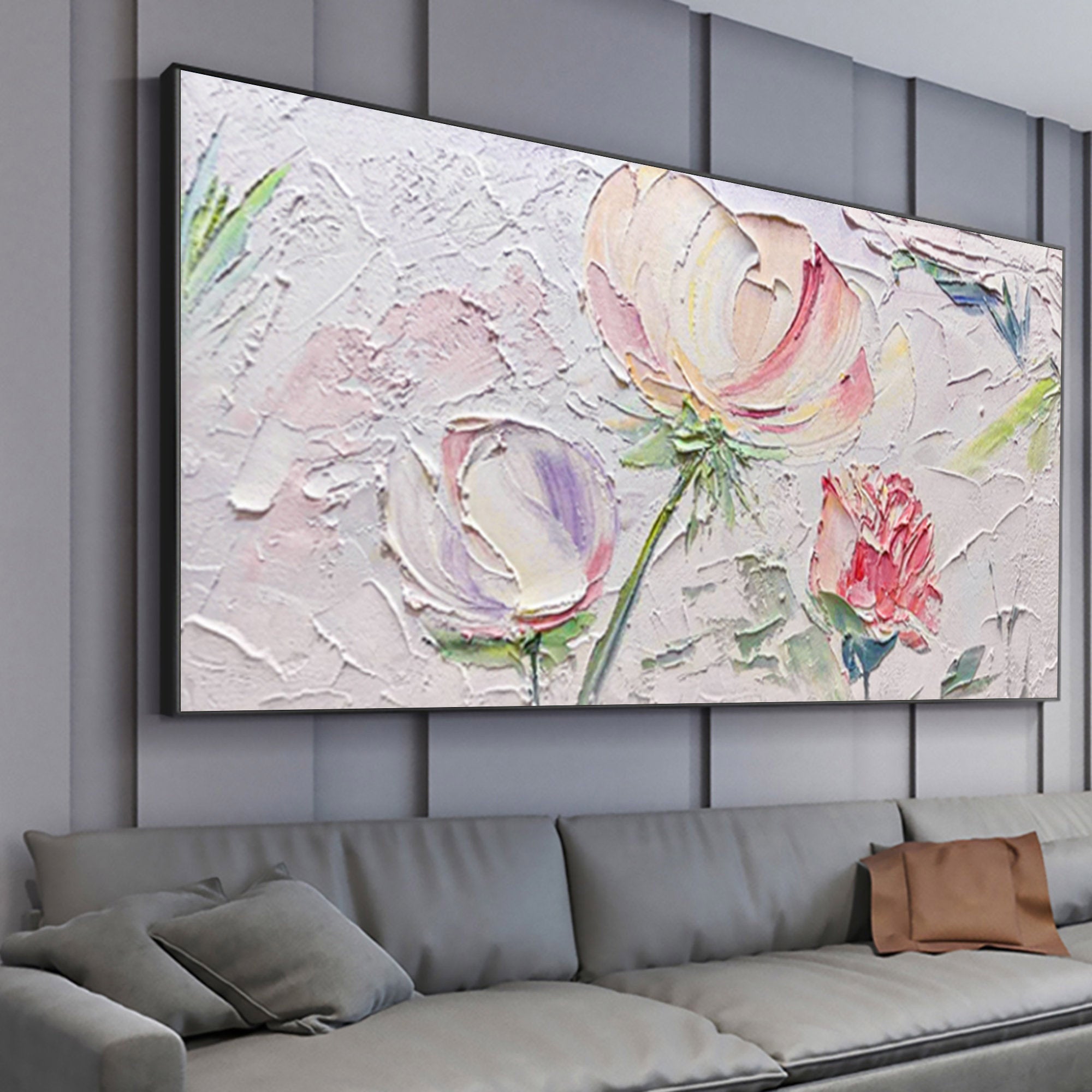 Homeproglobal Colorful Textured Rose Artwork for Modern Home Decor #SG047
