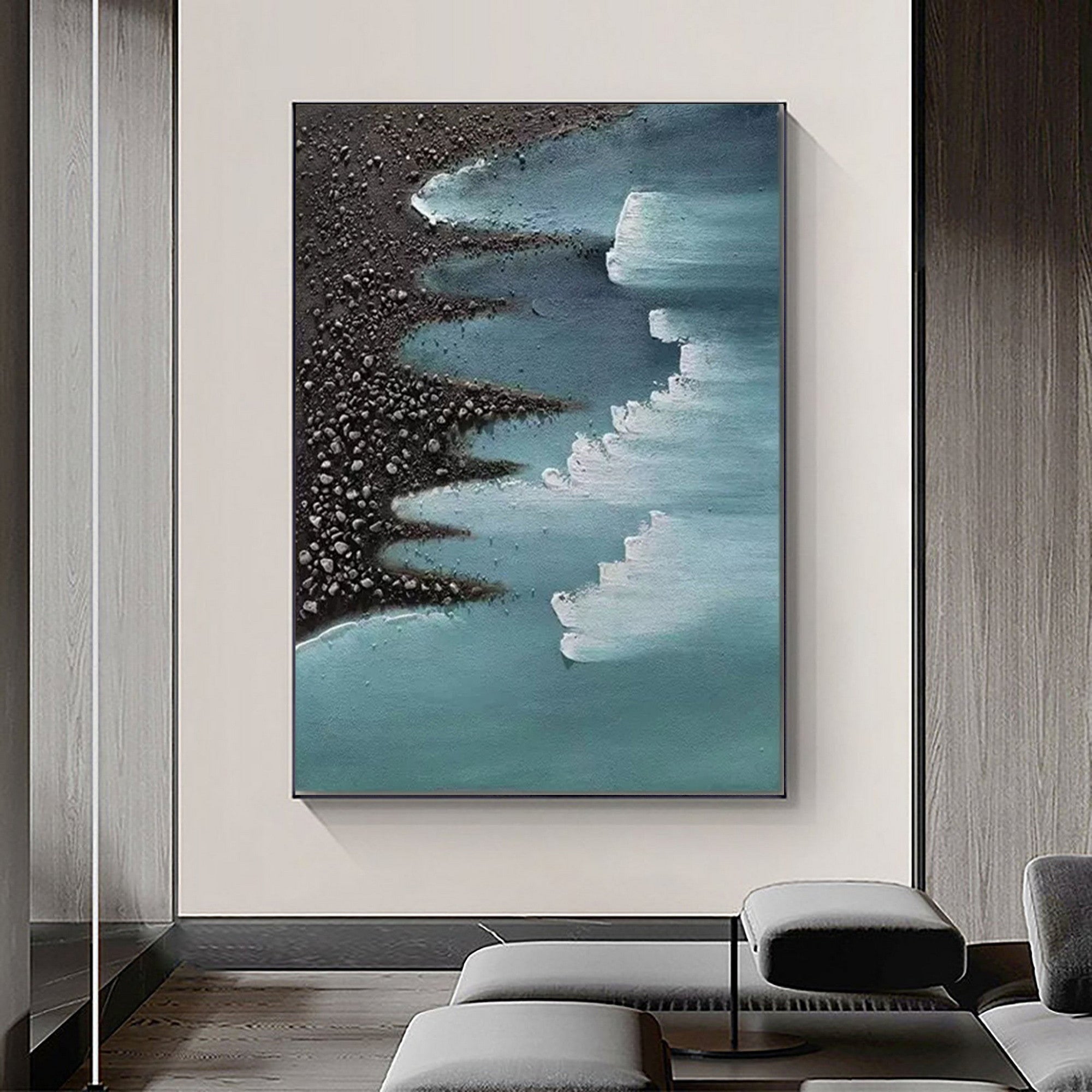 Beach Wall Art Large Canvas Painting for Coastal Home Decor by Homeproglobal #SG086