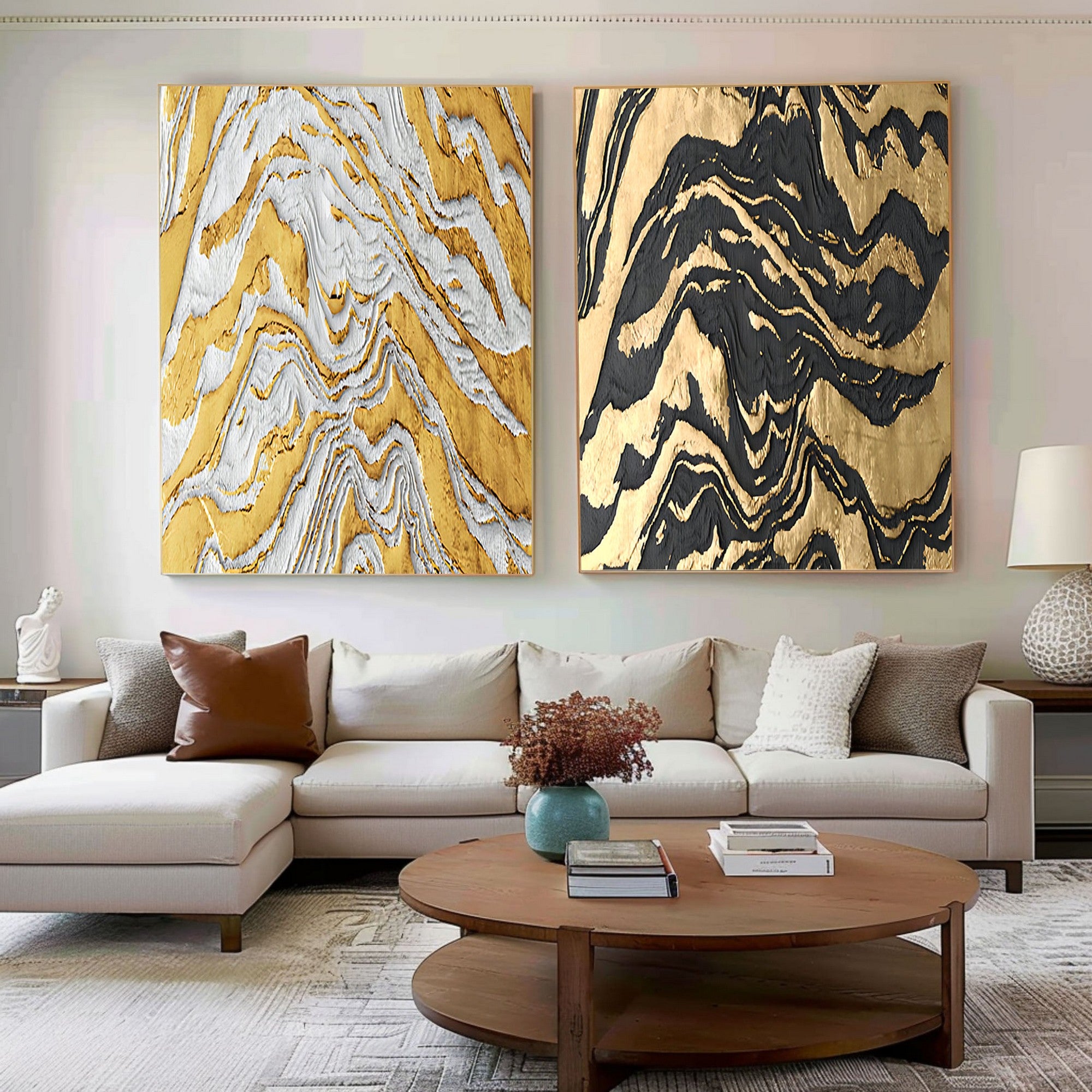 Homeproglobal Abstract Metal Wall Art with Textured Finish for Modern Living Room #SG010