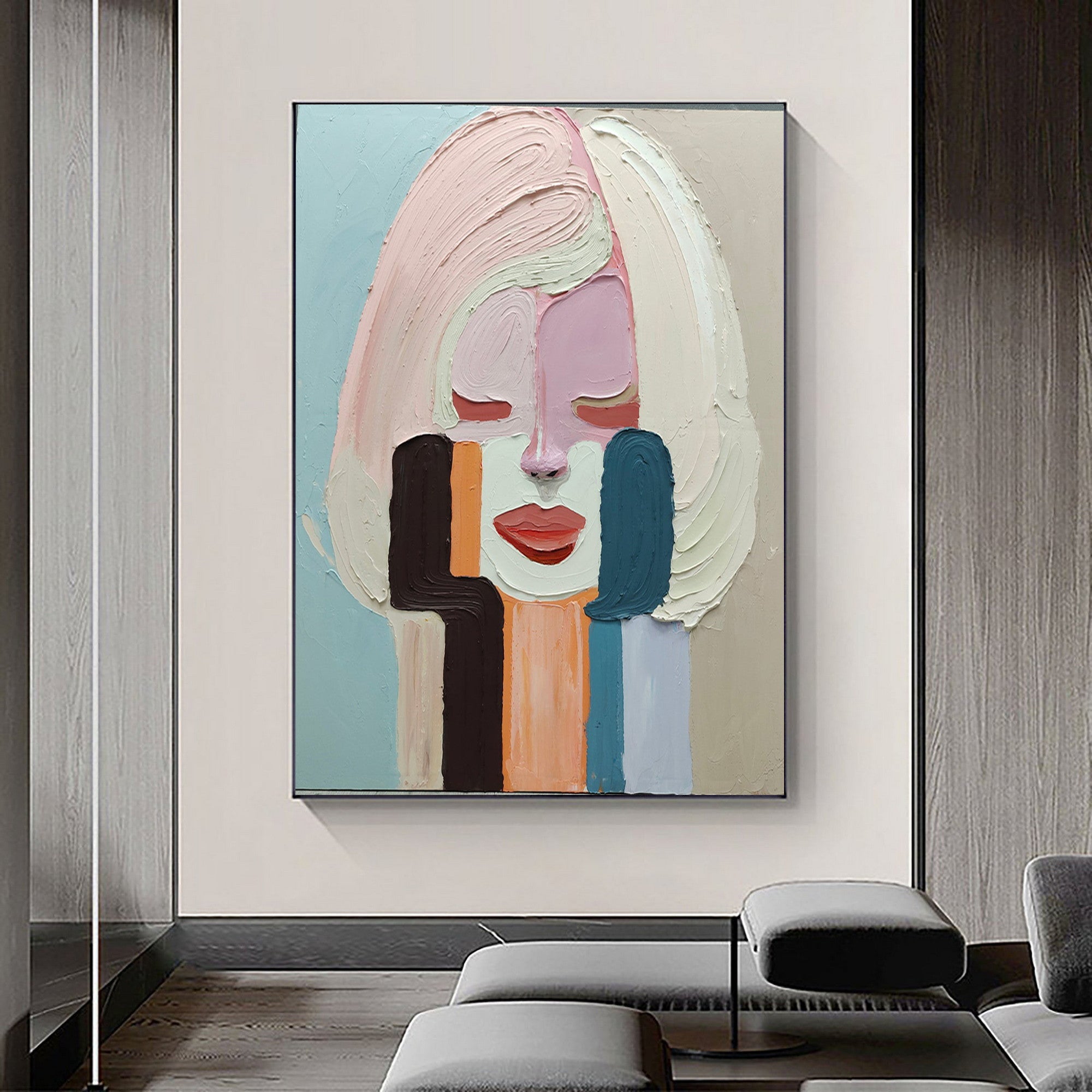 Abstract Portrait Wall Art for Modern Living Room and Contemporary Home Decor #SG227
