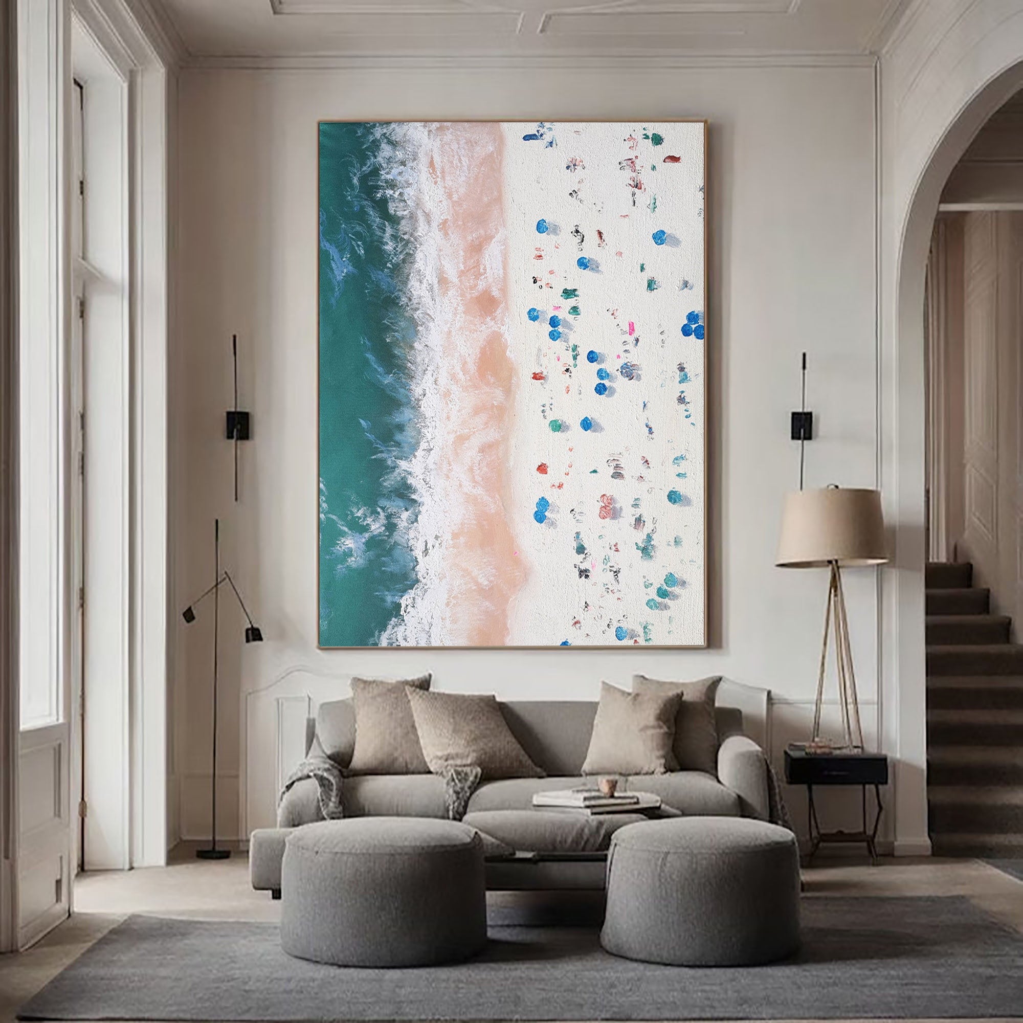 Textured Beach and Ocean Abstract Wall Art for Modern Living Room and Bedroom Decor #SG266
