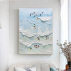 Textured Plaster Ocean Wall Art with Swimmers for Coastal Living Spaces #SG096