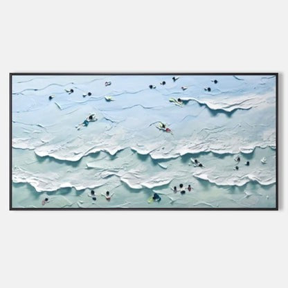 Horizontal Textured Ocean Waves Wall Art for Modern Coastal Interiors #SG187