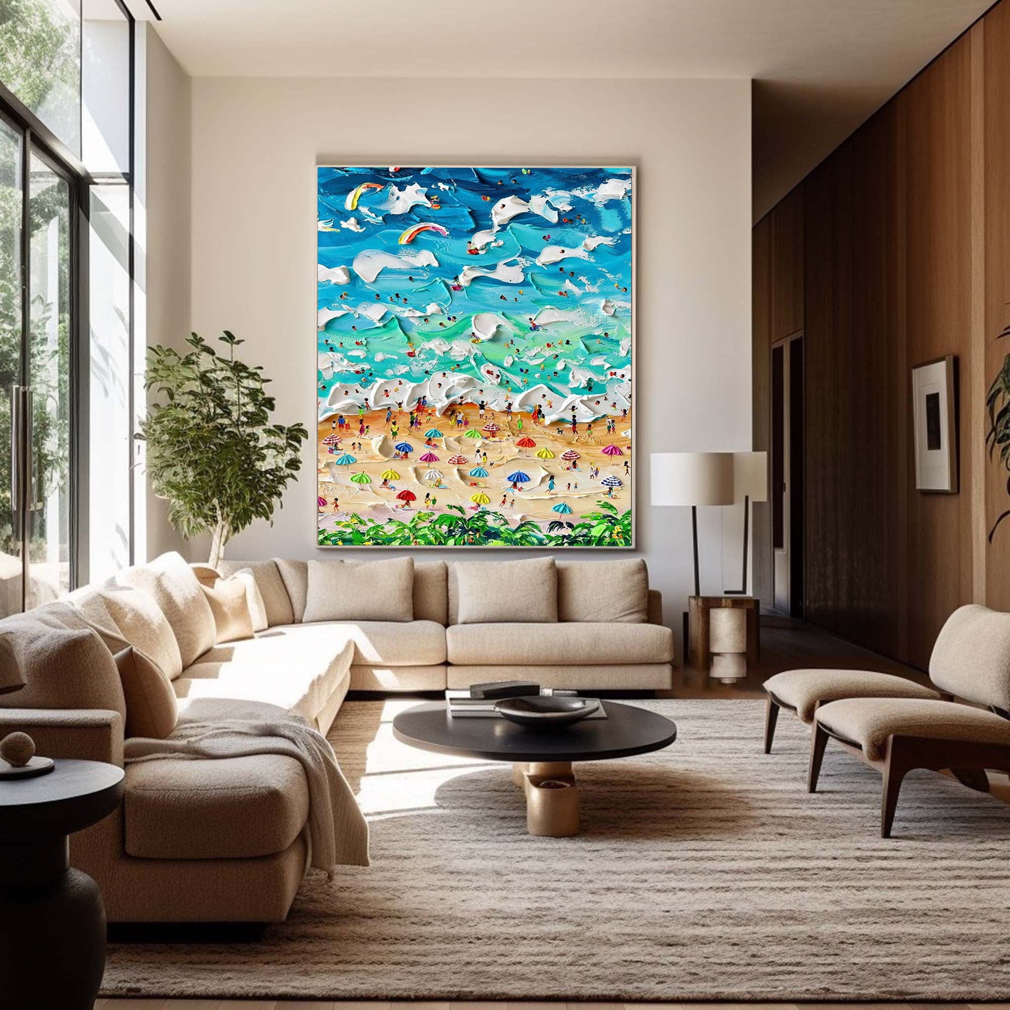 Vibrant Beach and Ocean Scene Wall Art for Coastal and Modern Living Spaces #SG205
