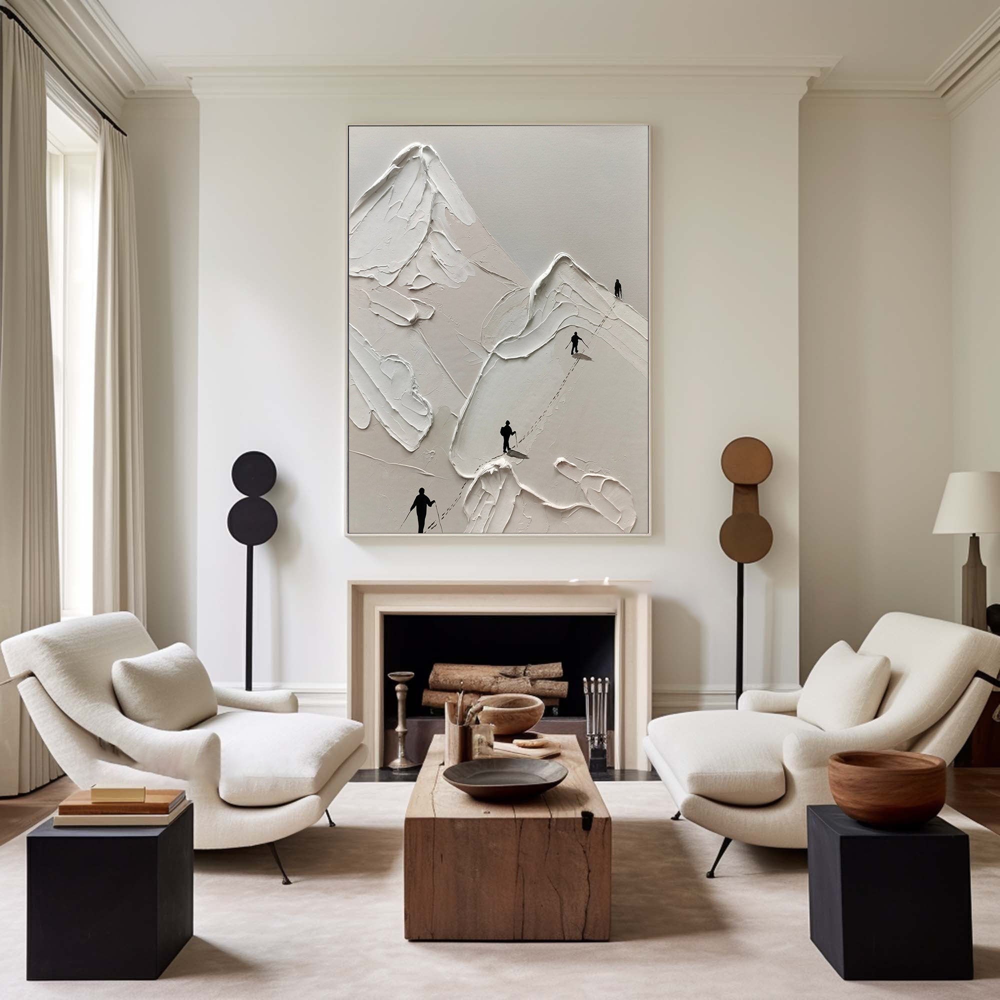 Minimalist Mountain Climber Textured Wall Art for Modern Interiors #SG177