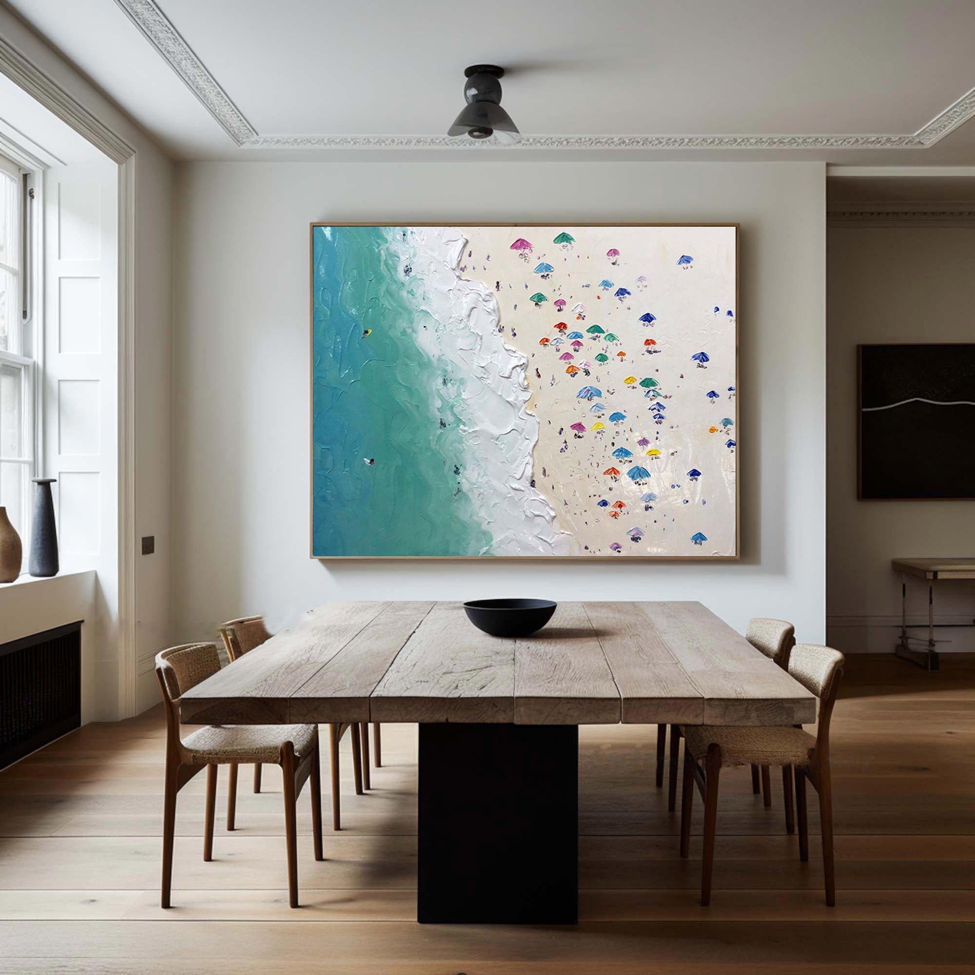 Beach Umbrella Textured Wall Art for Modern Coastal Decor #SG208