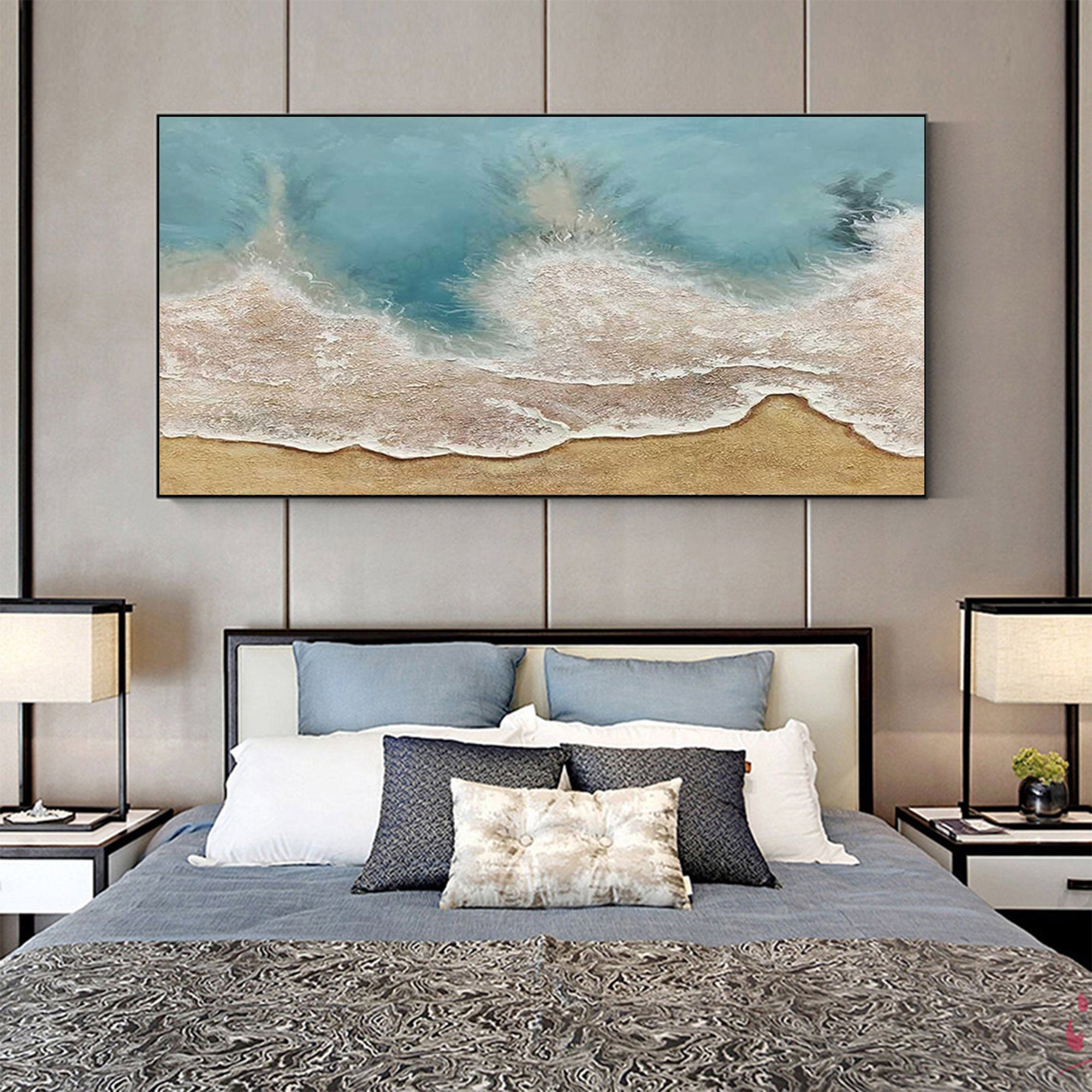Textured Abstract Beach and Ocean Wall Art for Living Room and Bedroom Decor #SG270