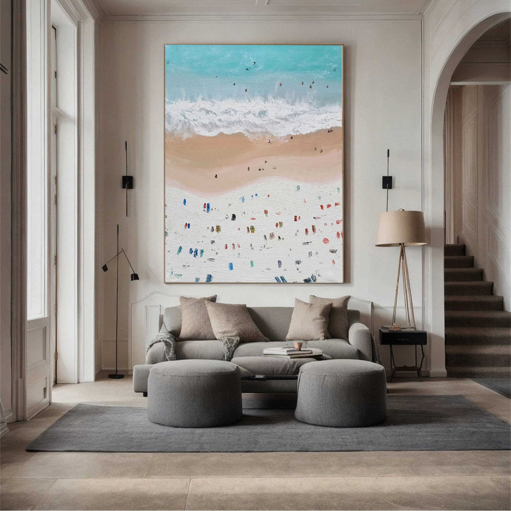 Textured Beach and Ocean Wall Art for Living Room and Bedroom with Abstract Waves Design #SG265
