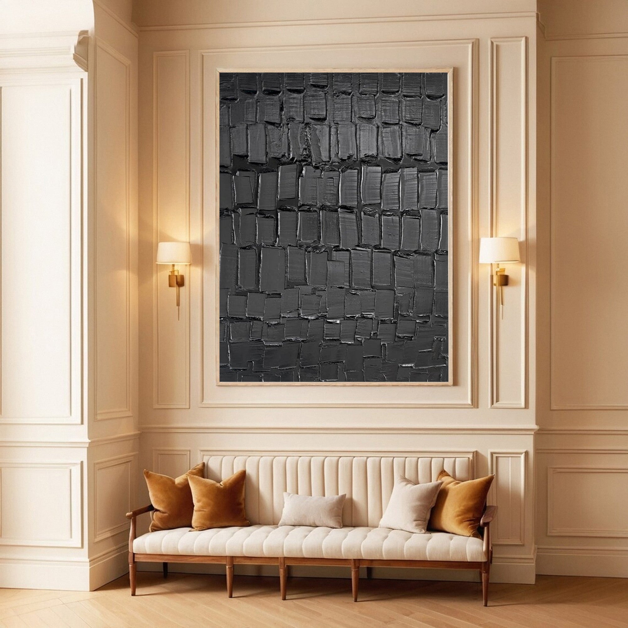 Textured Black Wall Art for Modern Living Room or Bedroom #SG111