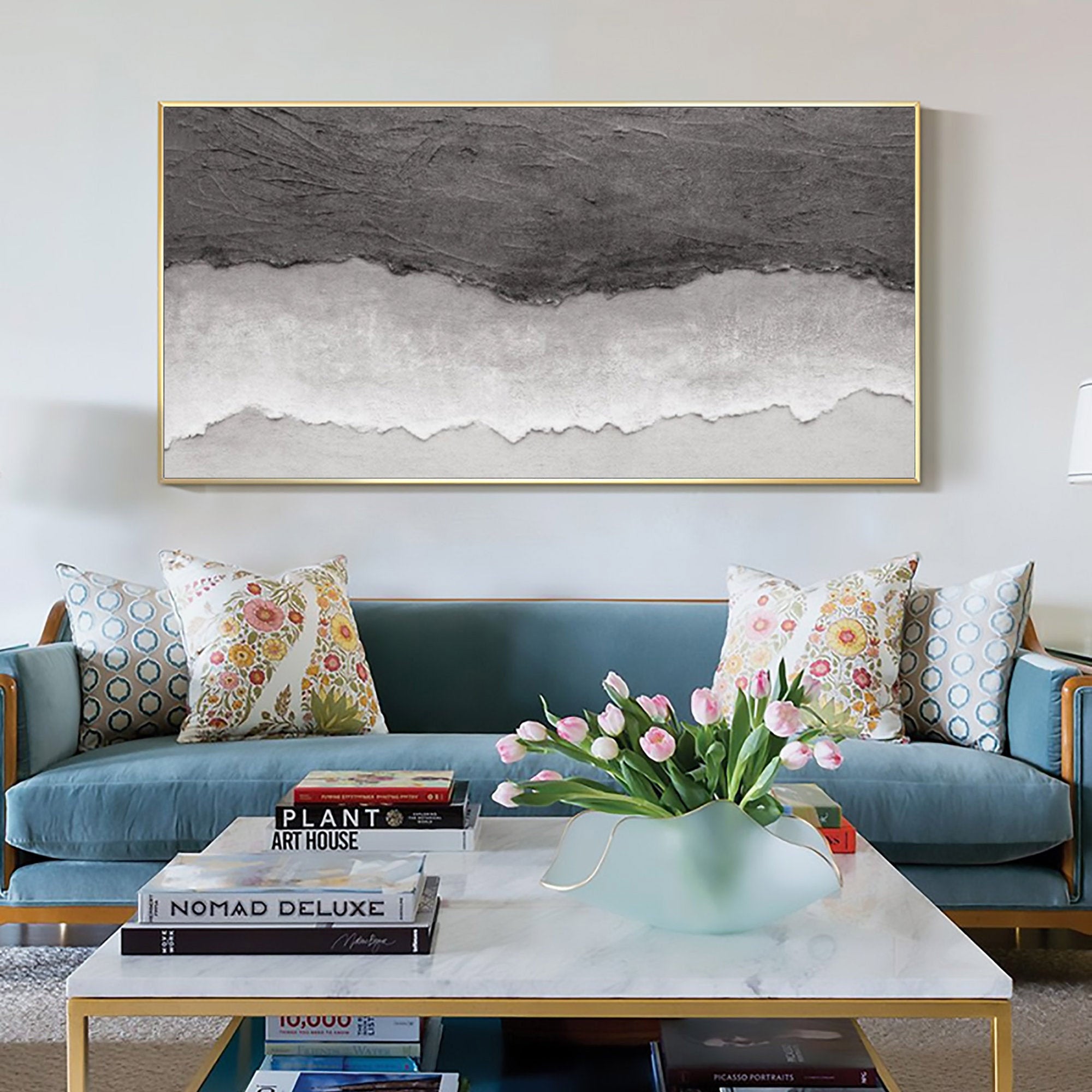 Black and White Abstract Textured Wall Art for Living Room and Bedroom #SG171