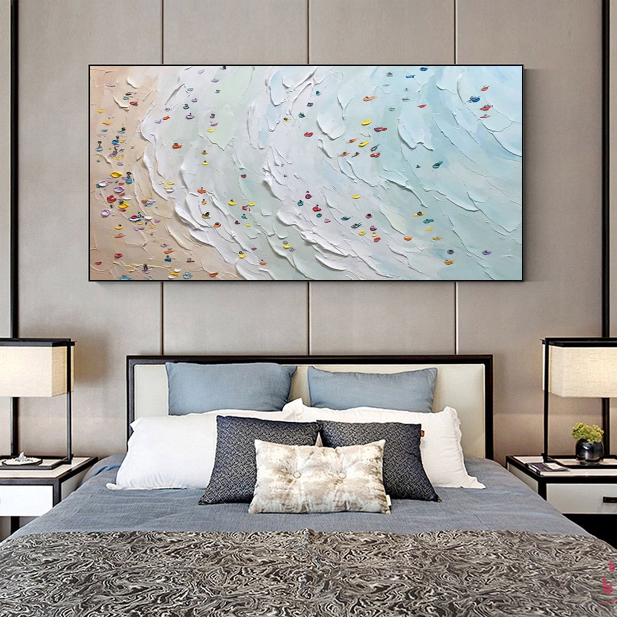 Horizontal Textured Beach Scene Wall Art for Coastal and Modern Living Rooms #SG186S