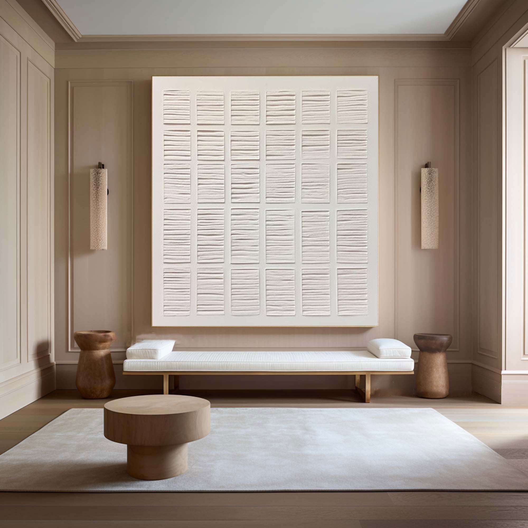 Textured Abstract Plaster Wall Art for Contemporary Dining Room and Living Room #SG228