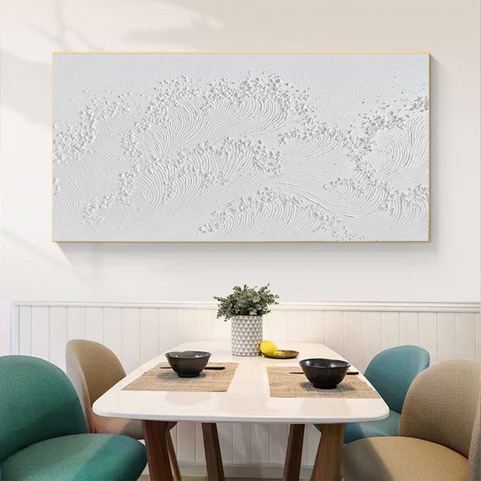 Textured Minimalist Abstract Wall Art with Wave Patterns for Modern Interiors #SG153