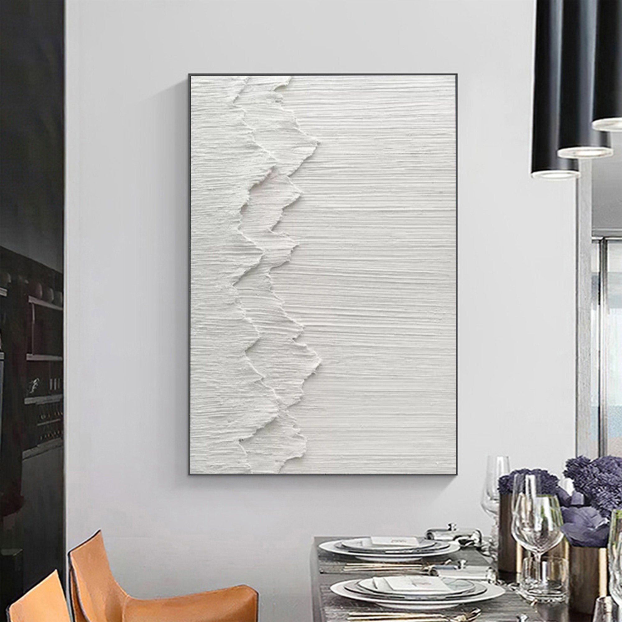 White Textured Wall Art for Contemporary Living Room and Bedroom Decor #TX101