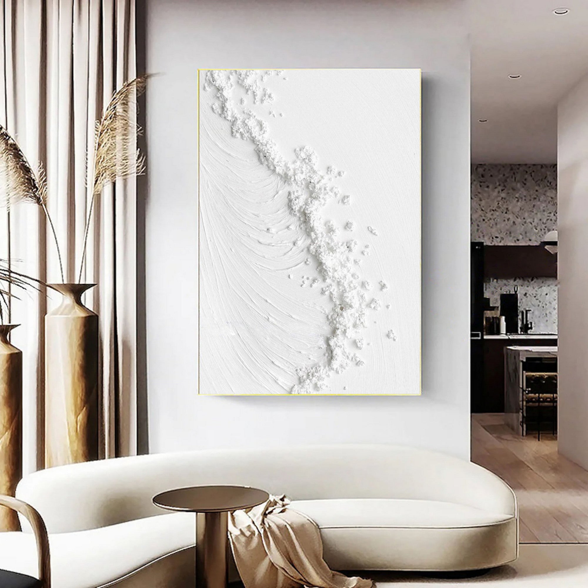 White Plaster Texture Wall Art for Living Room and Bedroom by Homeproglobal #SG141