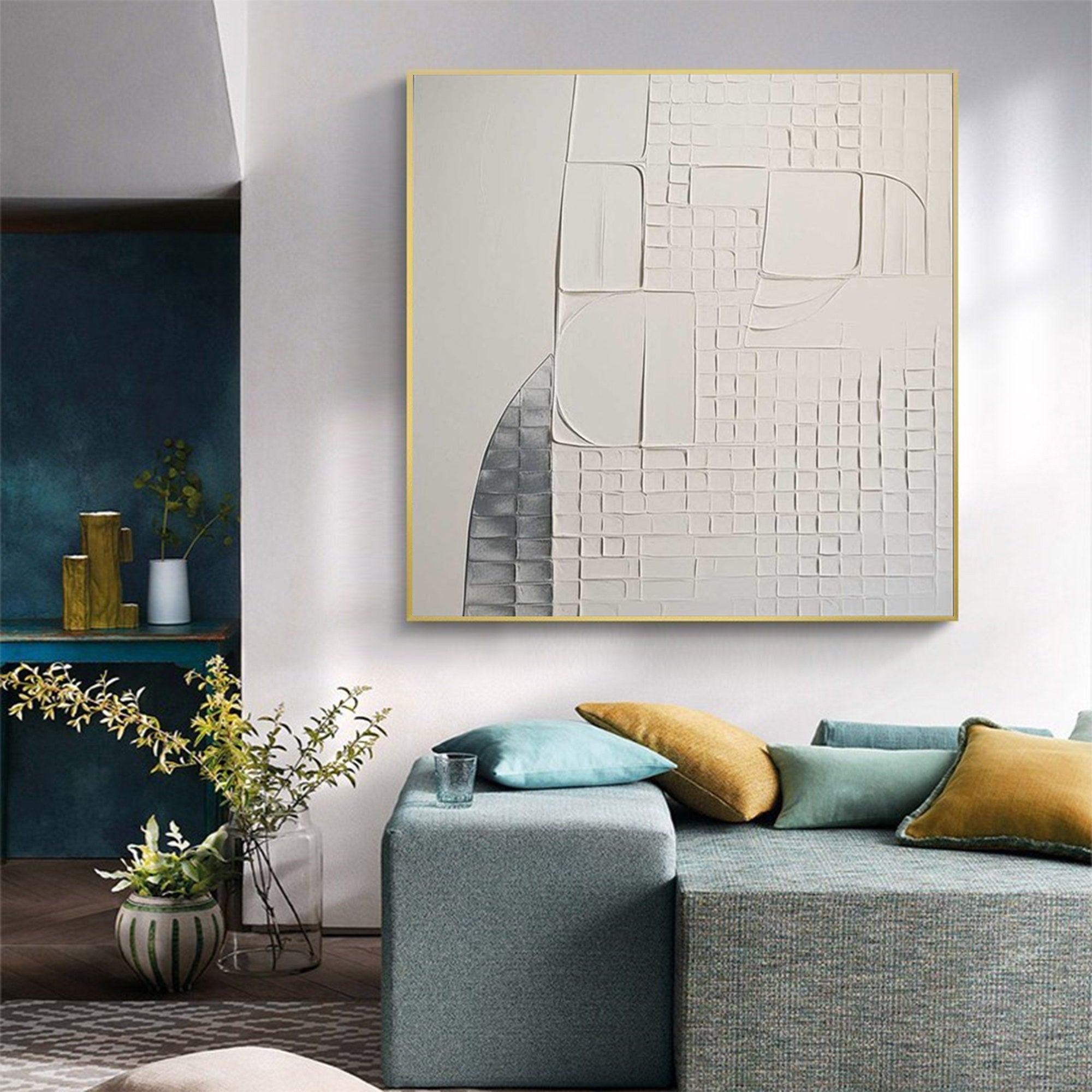 Textured Abstract Geometric Wall Art for Modern Dining Room and Living Room #SG244