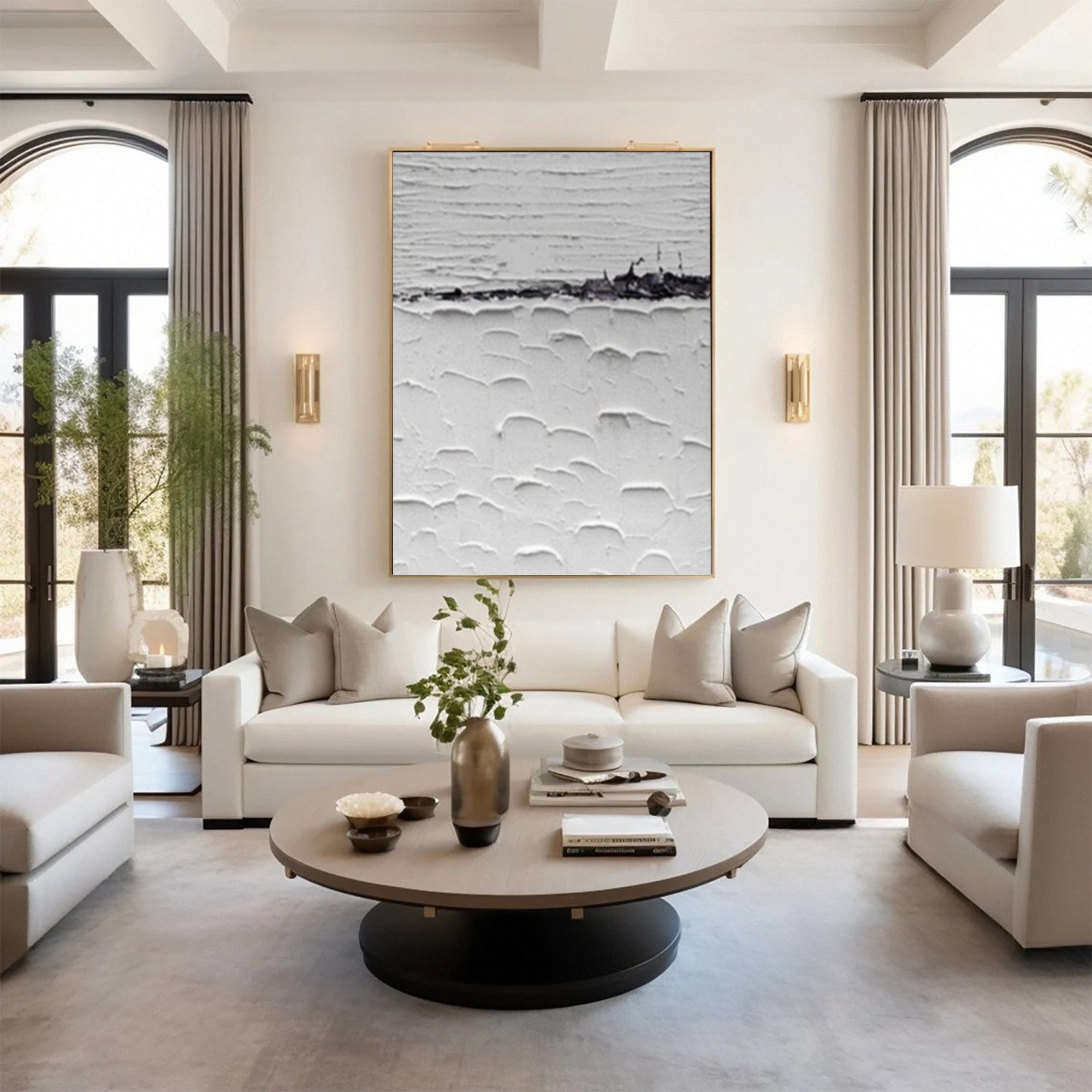 Homeproglobal Black and White Textured Wall Art for Contemporary Wall Decor #SG073