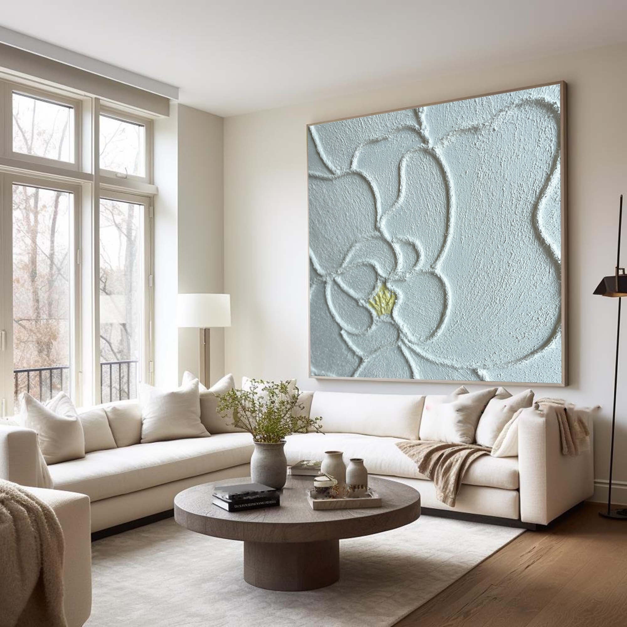 Floral Textured Wall Art in Minimalist Style for Modern Home Decor #SG206