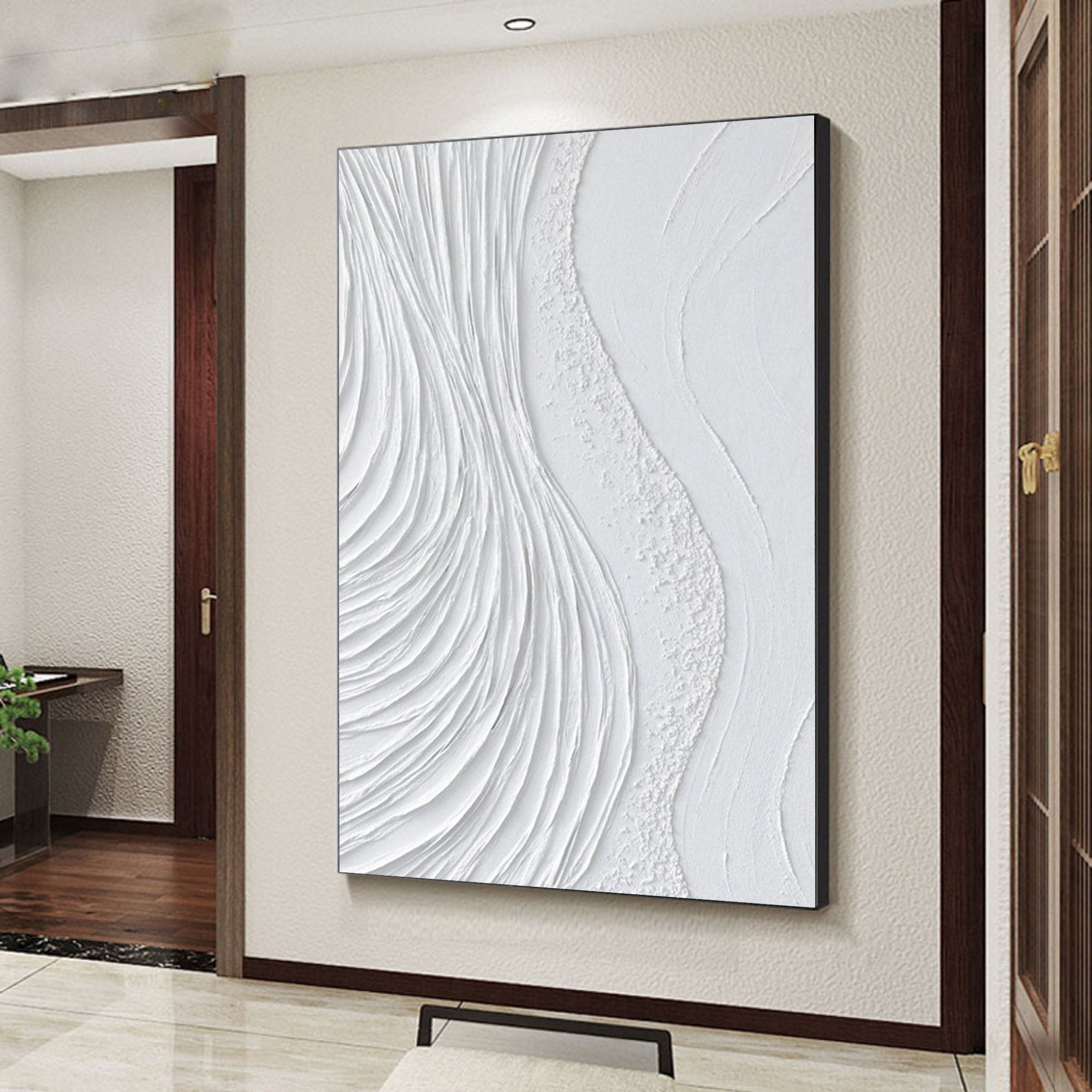 White Plaster Texture Wall Art for Living Room and Bedroom by Homeproglobal #SG148