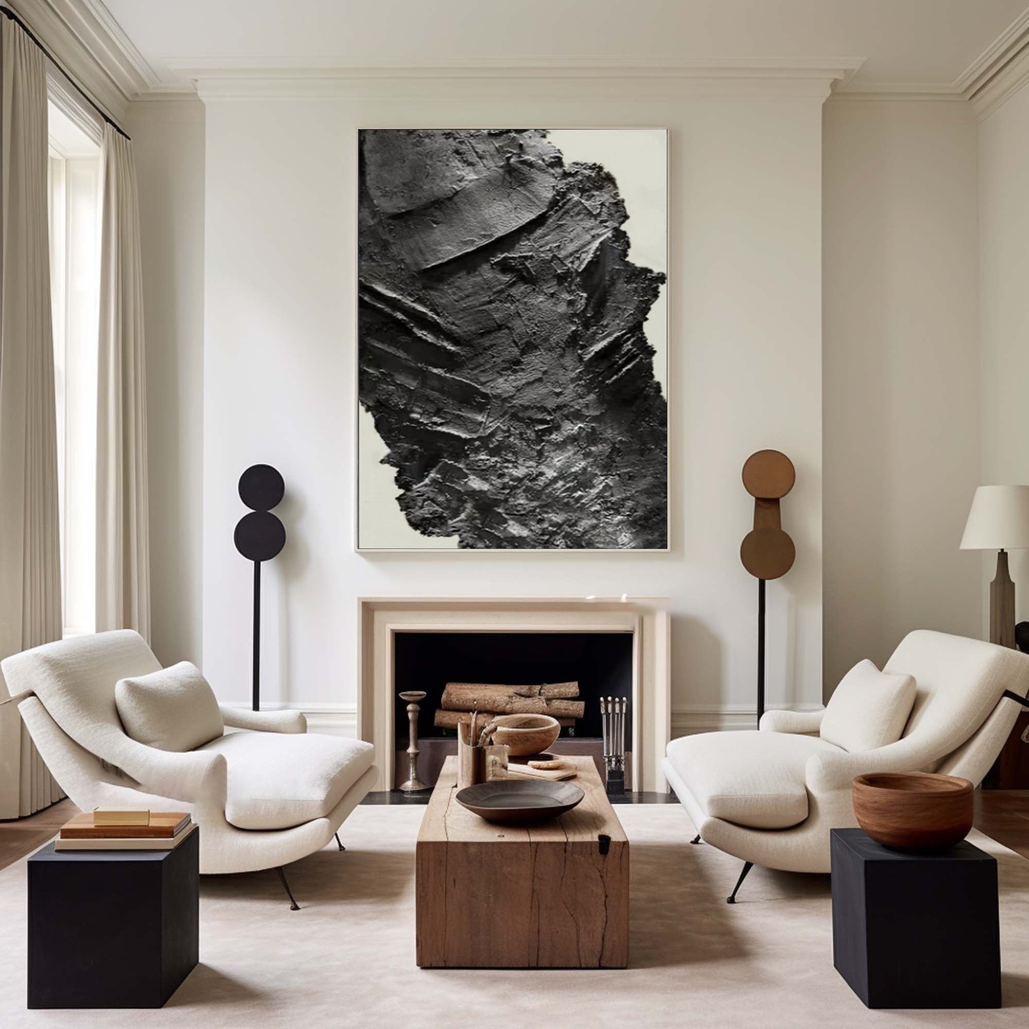 Black and White Texture Wall Art for Living Room and Bedroom by Homeproglobal #SG078