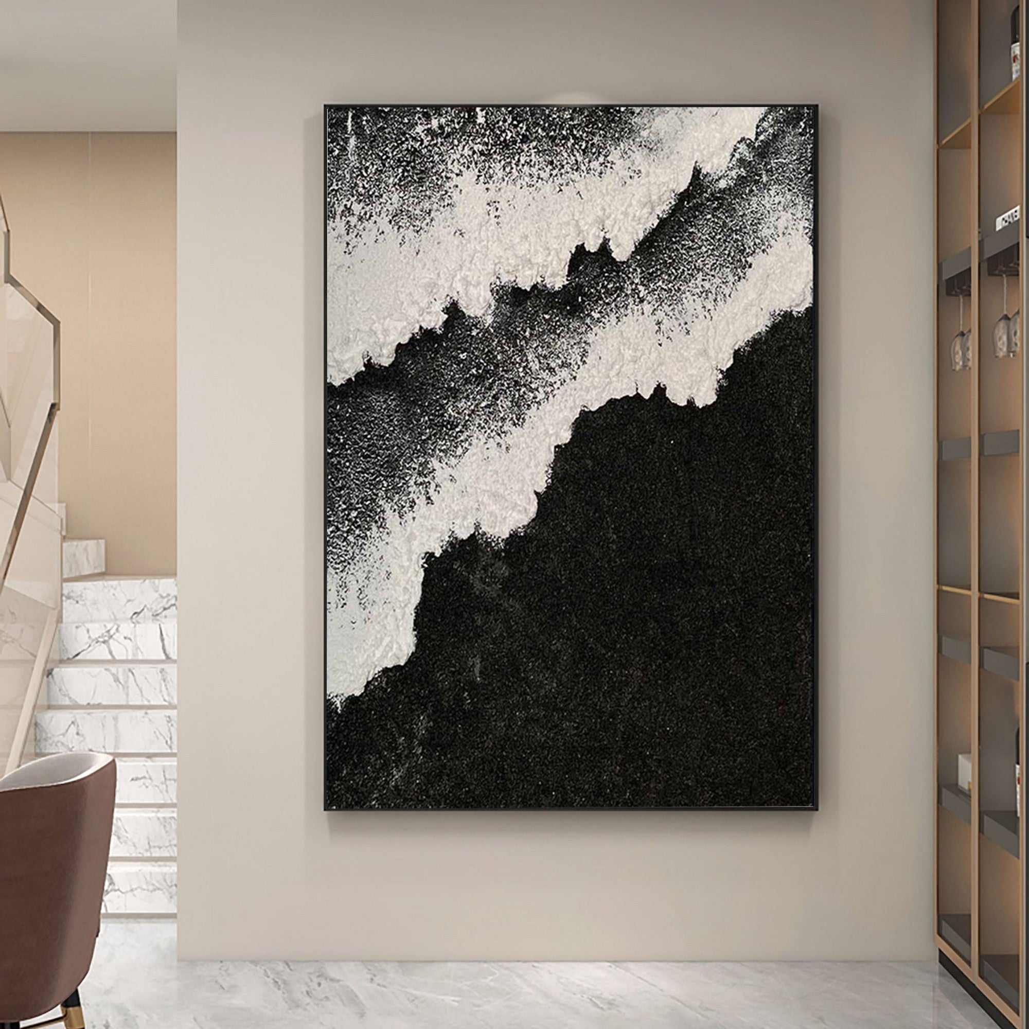 Black and White Texture Wall Art for Living Room and Bedroom by Homeproglobal #SG083