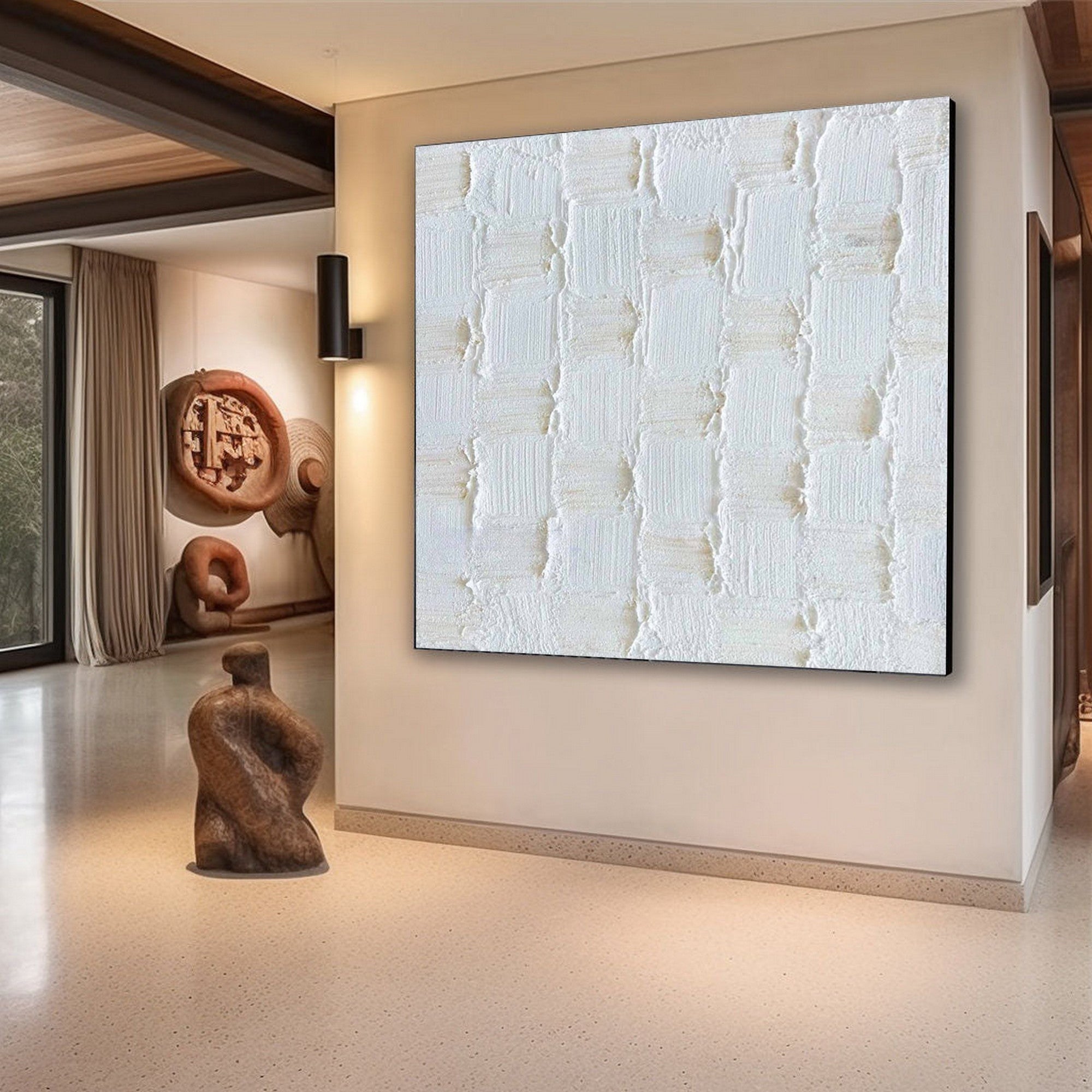 Textured White Abstract Wall Art for Modern Interior Spaces #SG221