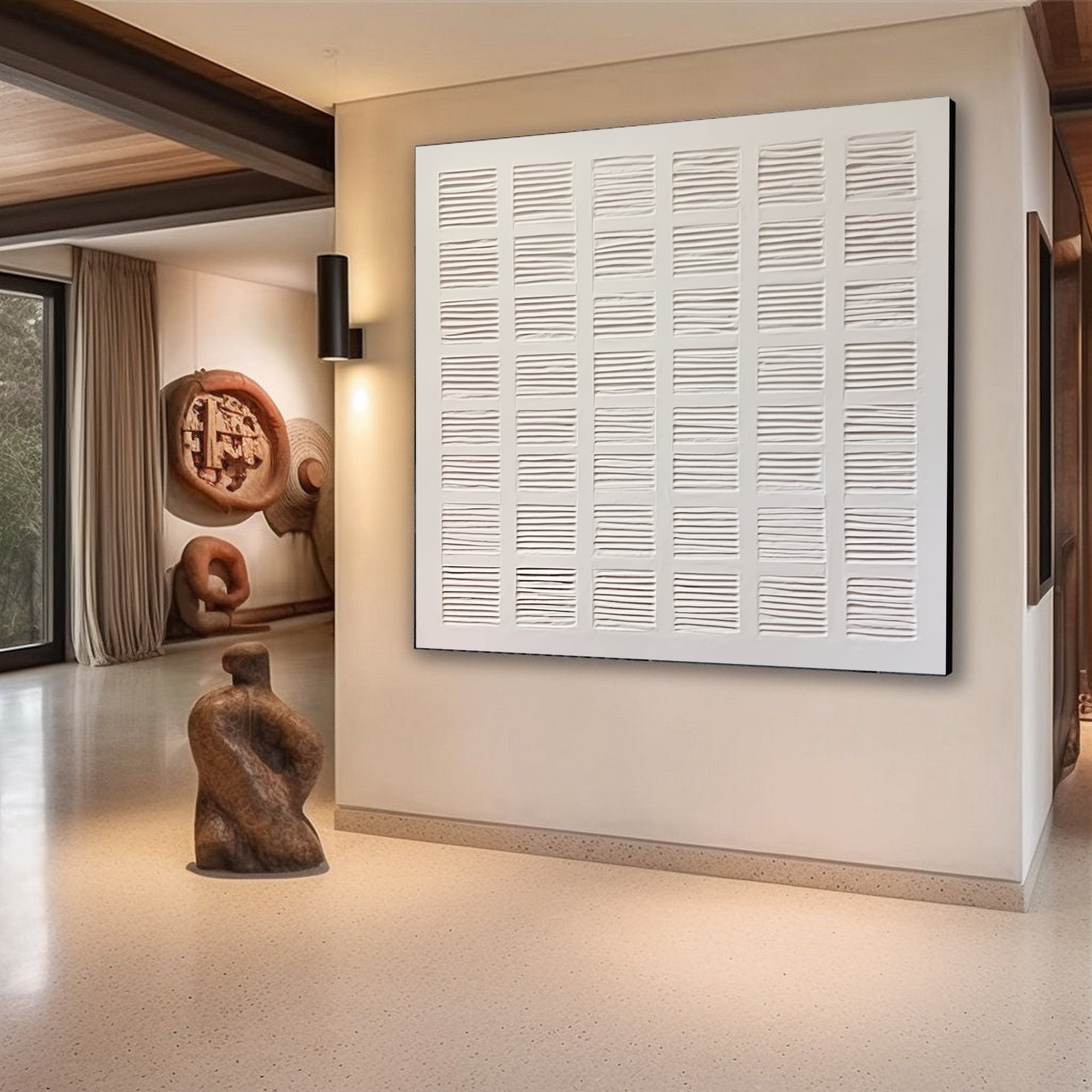 Textured Abstract Plaster Wall Art for Contemporary Dining Room and Living Room #SG229