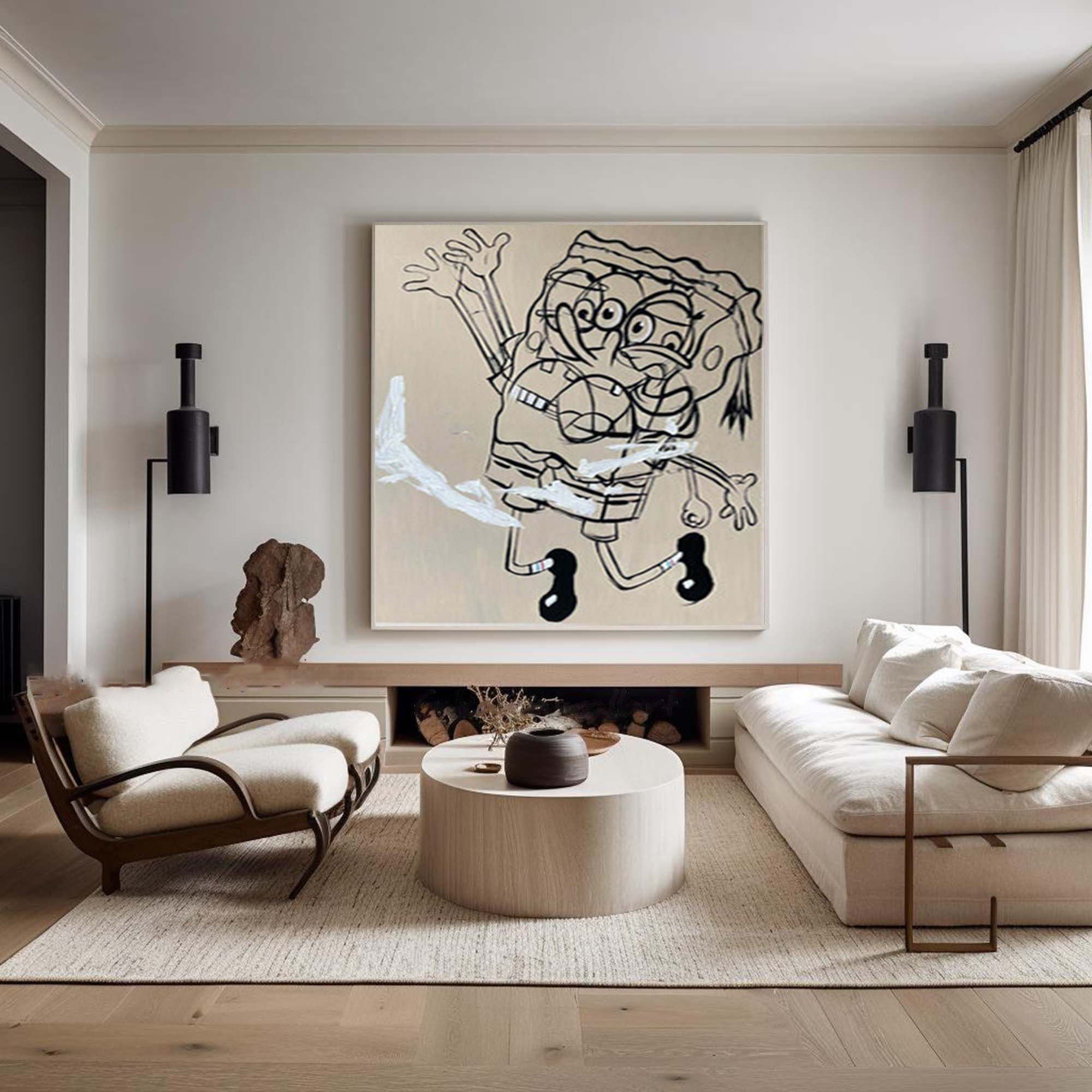 Abstract Black and White Wall Art for Contemporary Home Decor #GA041