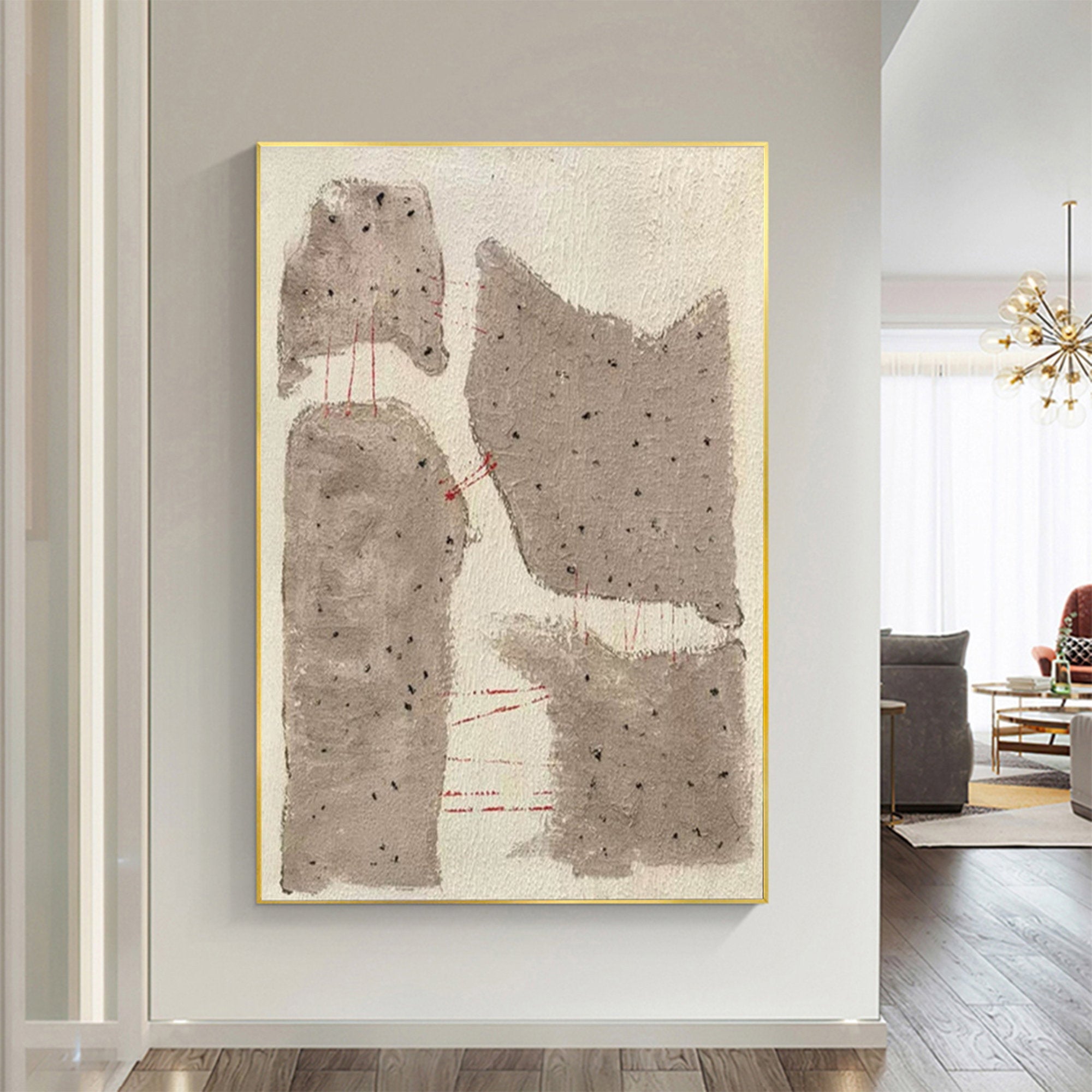 WabiSabi Wall Art Abstract Beige Textured Wall Art for Contemporary Living Room Decor #TX156