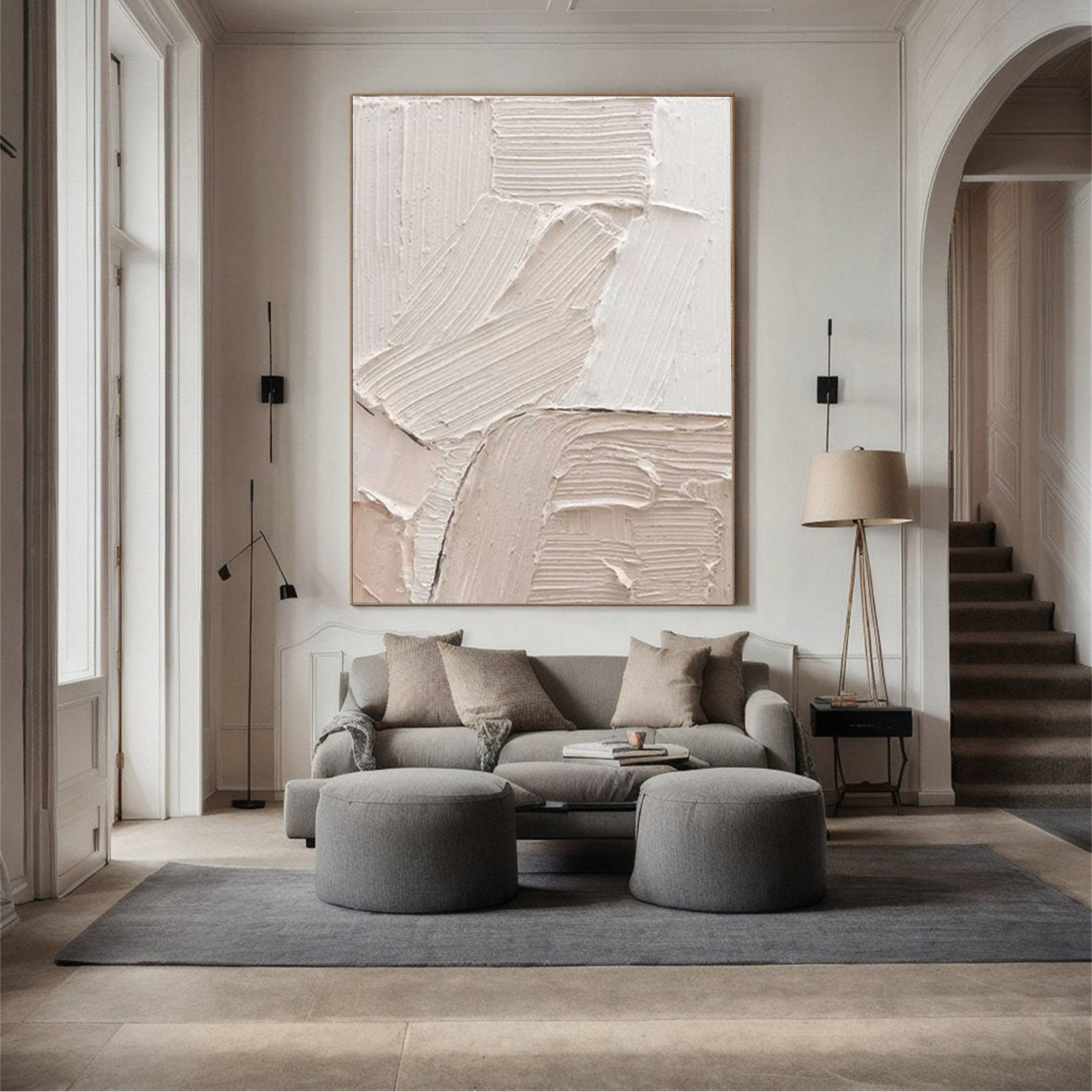 WabiSabi Wall Art Abstract Beige Textured Wall Art for Modern Living Room Decor #TX152