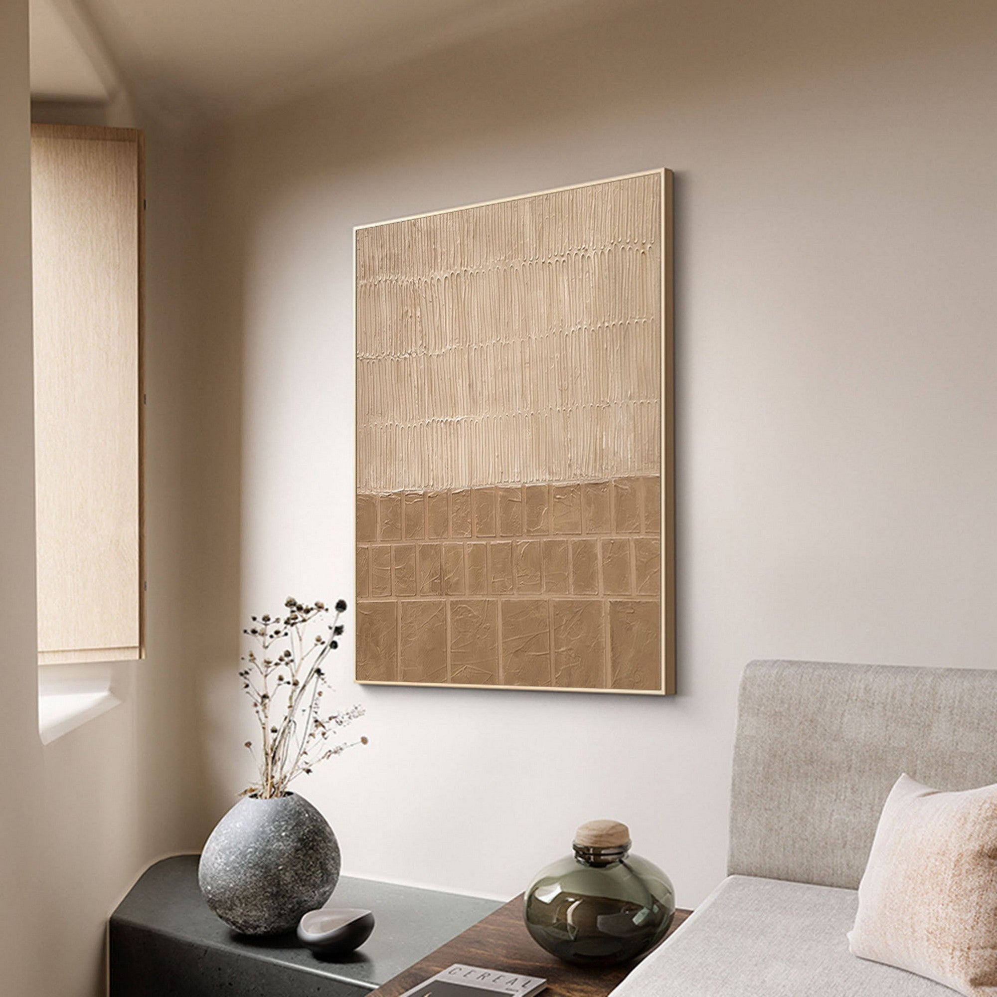 Wabi Sabi Inspired Abstract Textured Canvas Art for Living Room and Bedroom Wall Decor #TX037