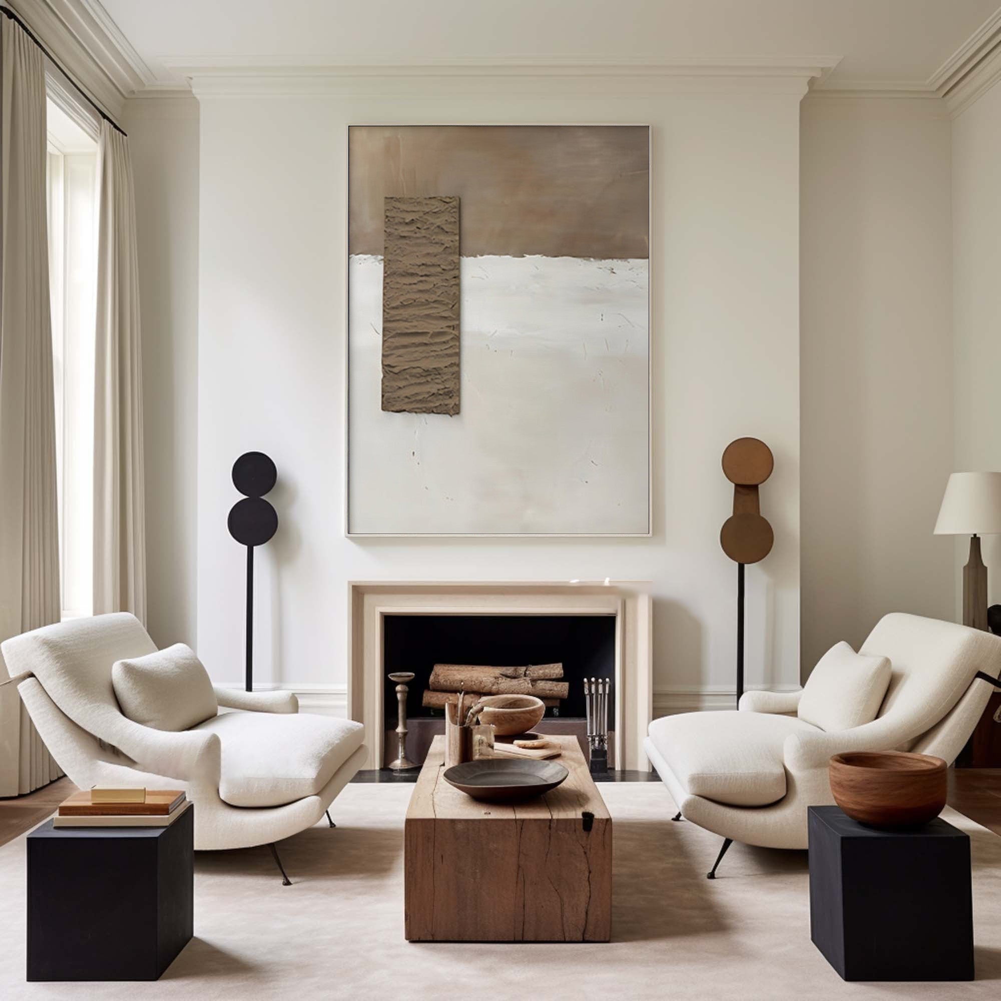 Abstract WabiSabi Wall Art Featuring Organic Textures for Living Room and Bedroom Decor #TX093