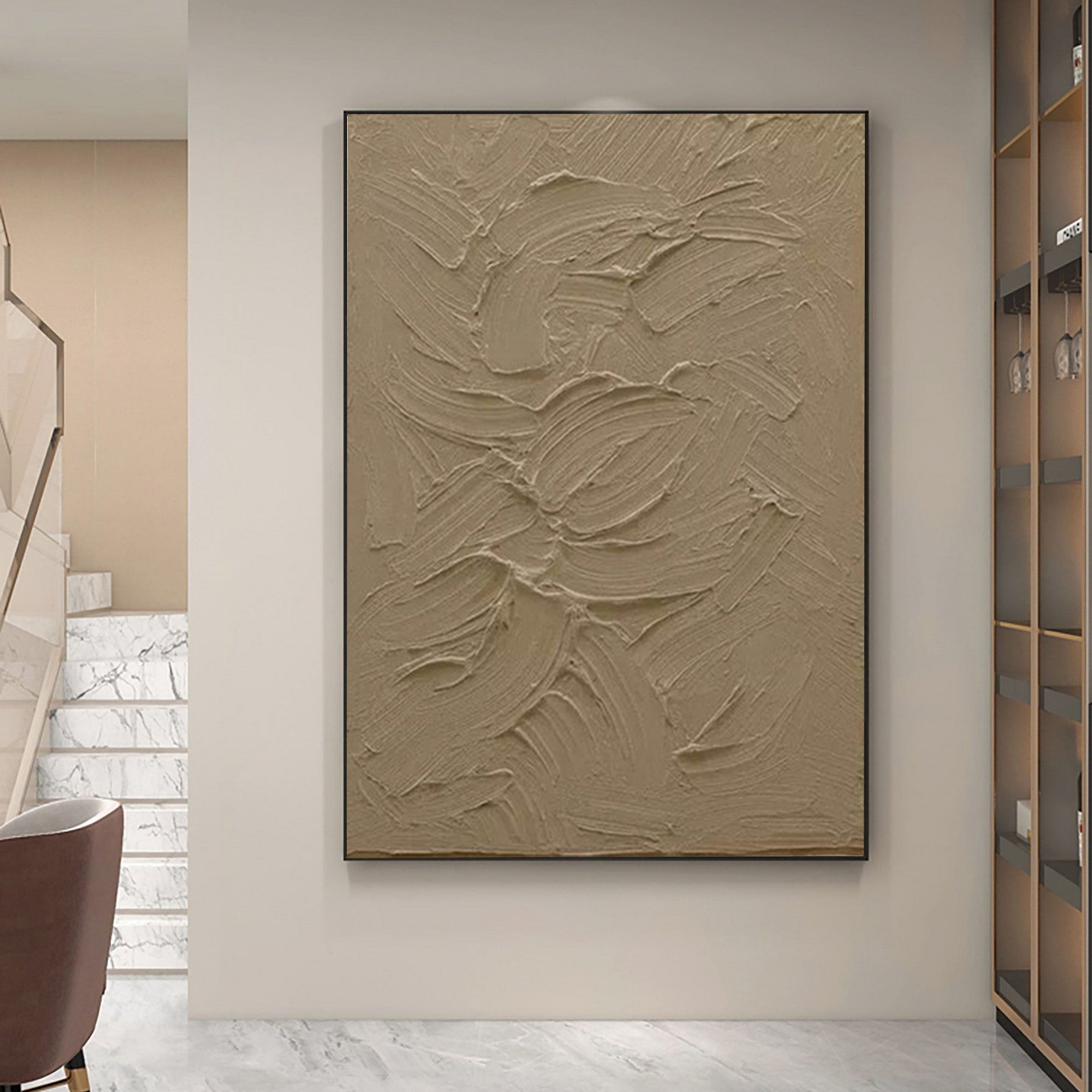Framed Wabi Sabi Textured Wall Art for Modern Home Decor #TX119