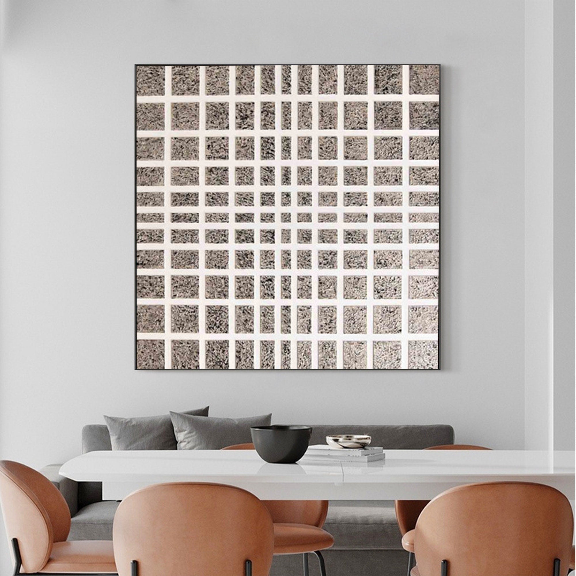 WabiSabi Minimalist Textured Grid Wall Art for Unique Large Wall Spaces #TX183