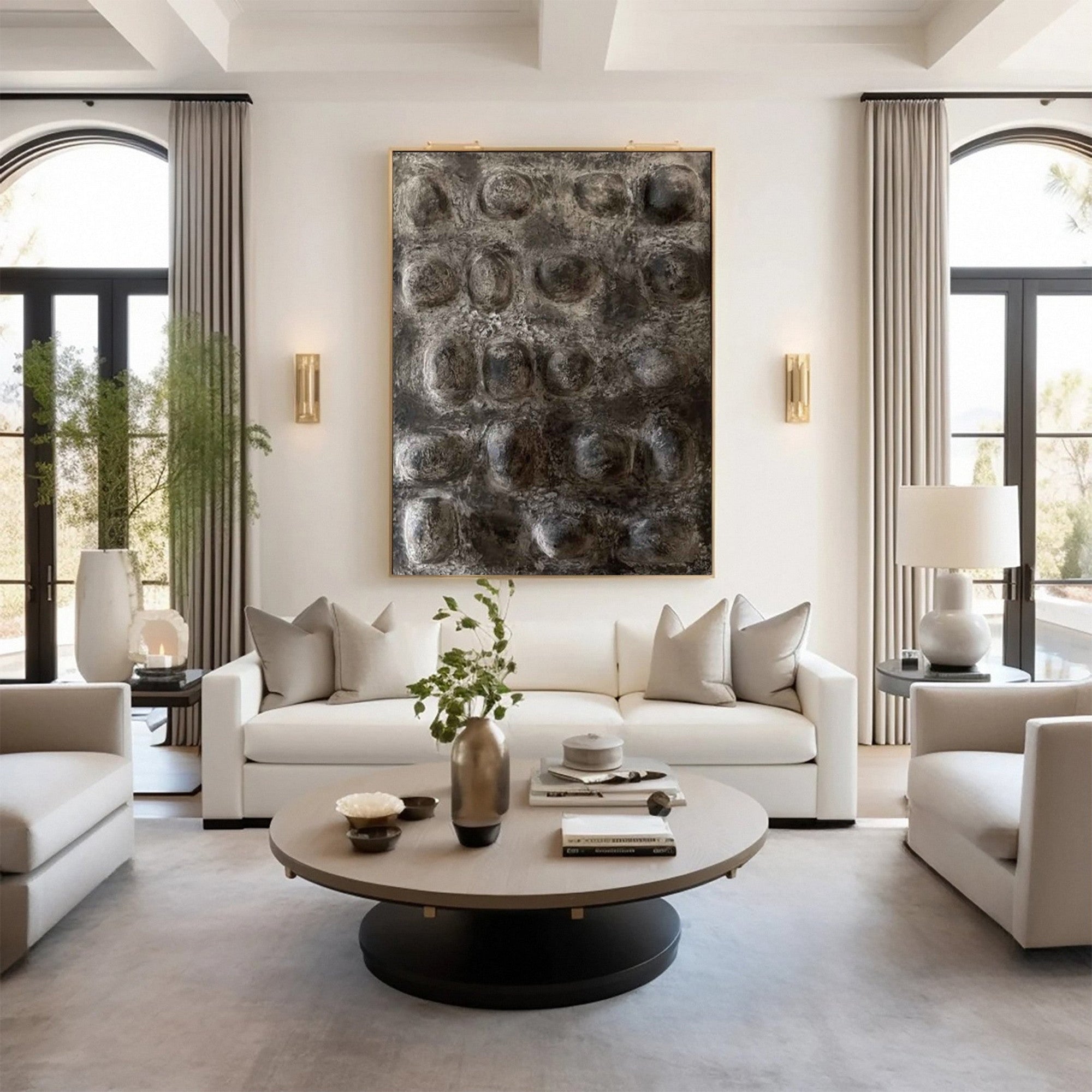 Wabi Sabi Wall Art Textured Abstract Metal Wall Art for Contemporary Home Decor#TX199