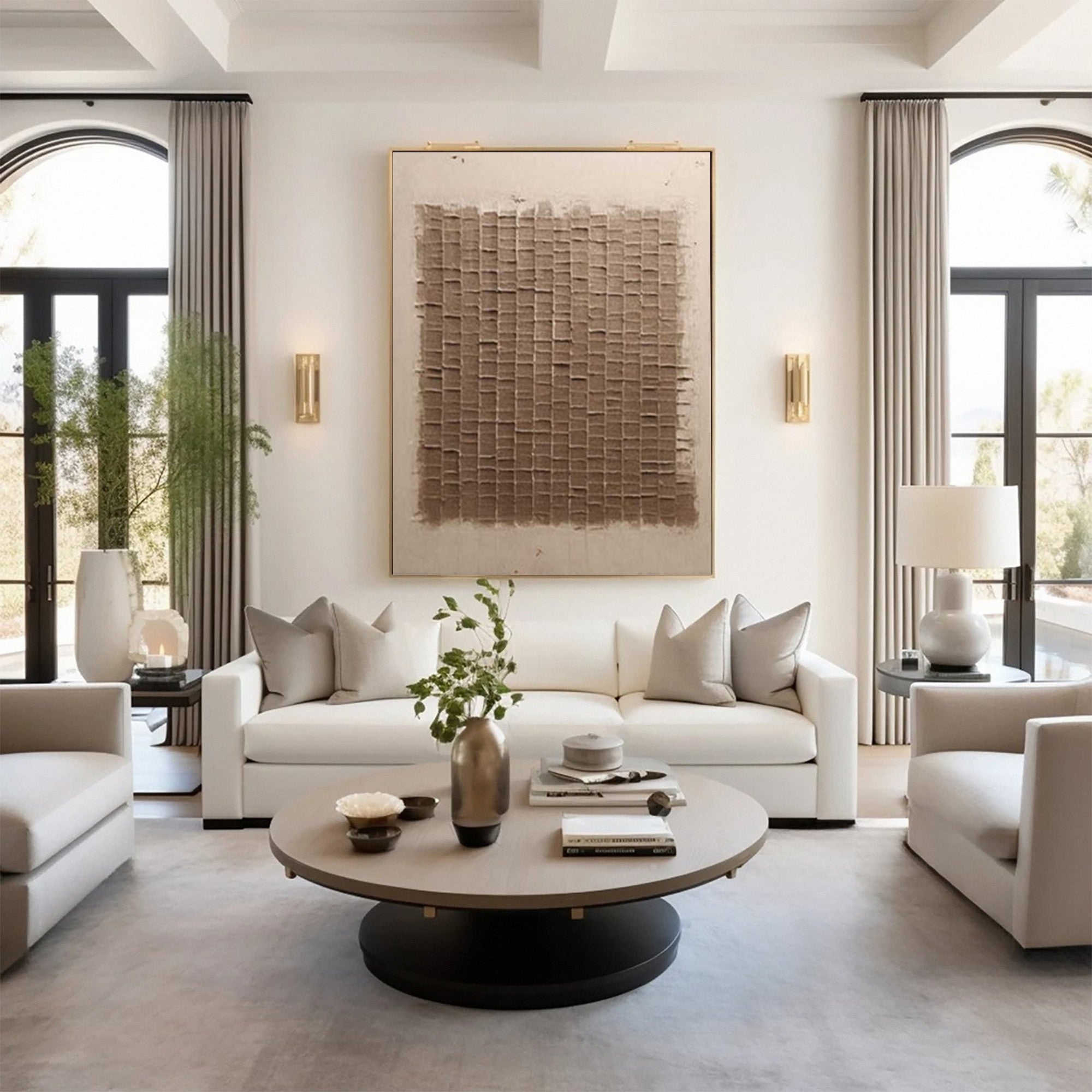 Textured Wabi Sabi Wall Art with Abstract Geometric Design for Modern Living Room Decor #TX239