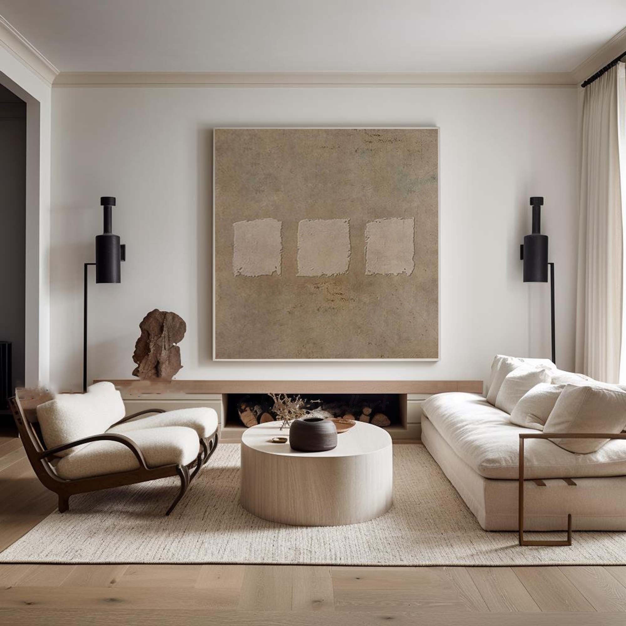 Wabi Sabi Inspired Abstract Textured Painting for Living Room Wall Decor #TX082