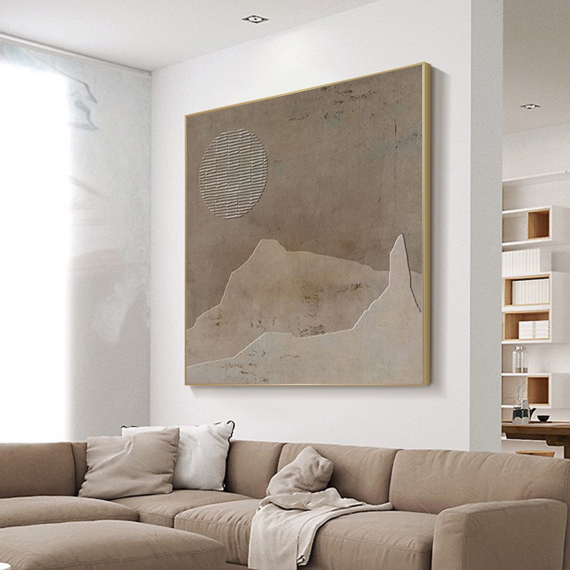 Abstract WabiSabi Wall Art with Textured Painting for Living Room and Office Decor #TX016