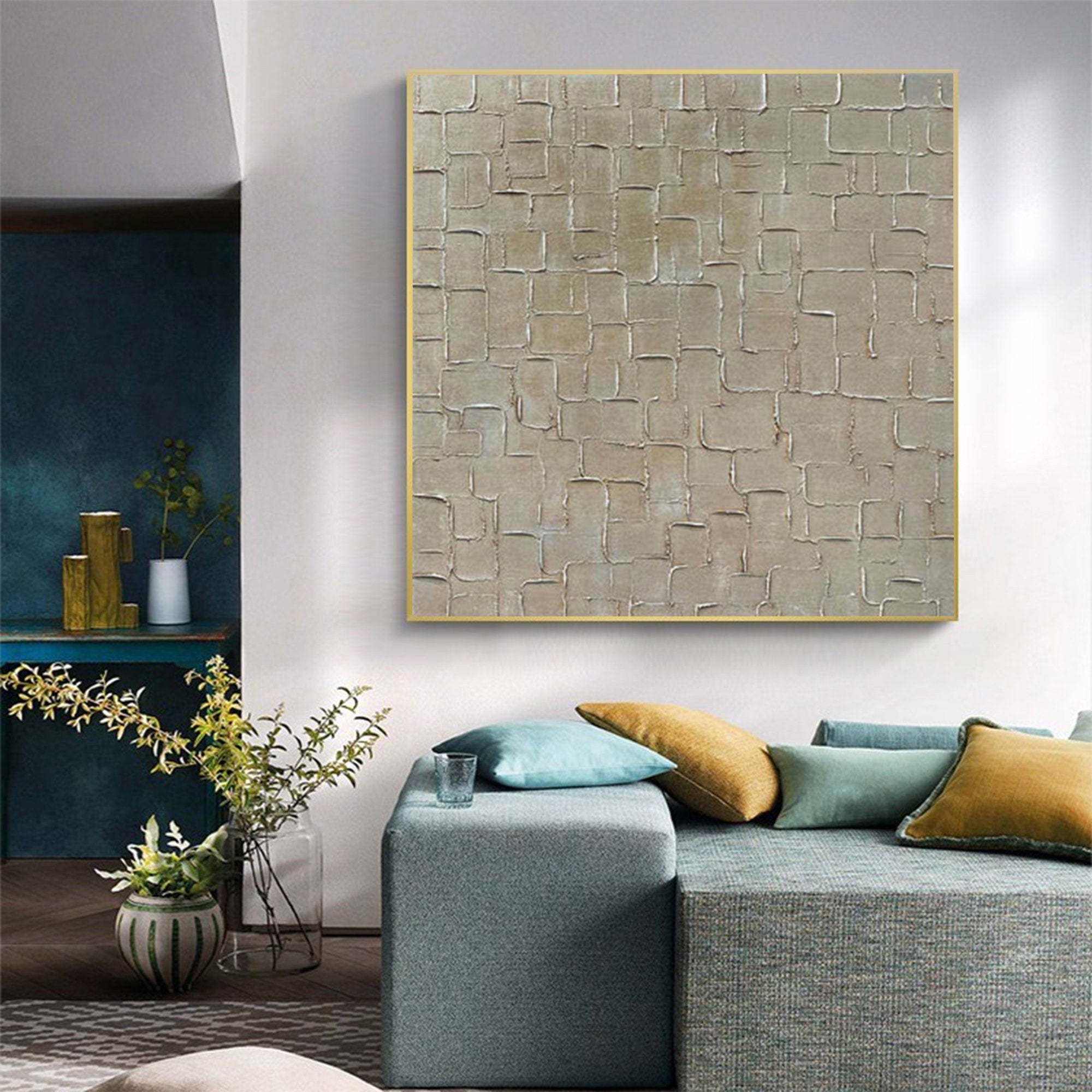 Wabi Sabi Wall Art Textured Abstract Canvas Art for Contemporary Home Decor #TX209
