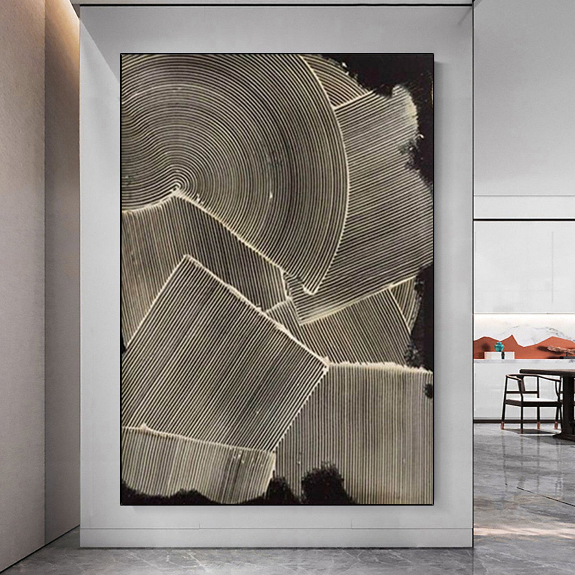 WabiSabi Minimalist Abstract Artwork with Textured Patterns for Modern Home Decor#TX214