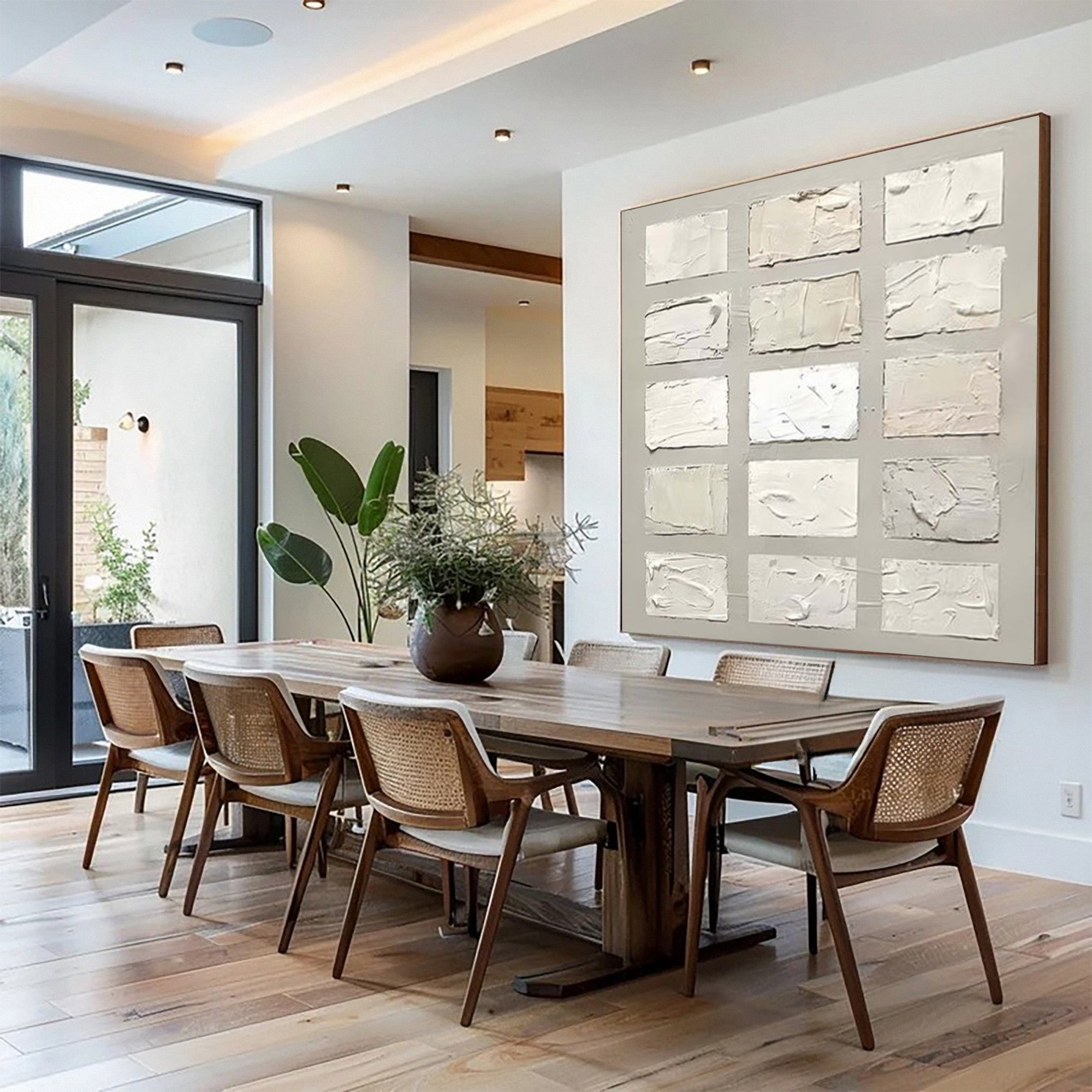 Wabi Sabi Wall Art Textured Square Design for Contemporary Home Decor #TX189