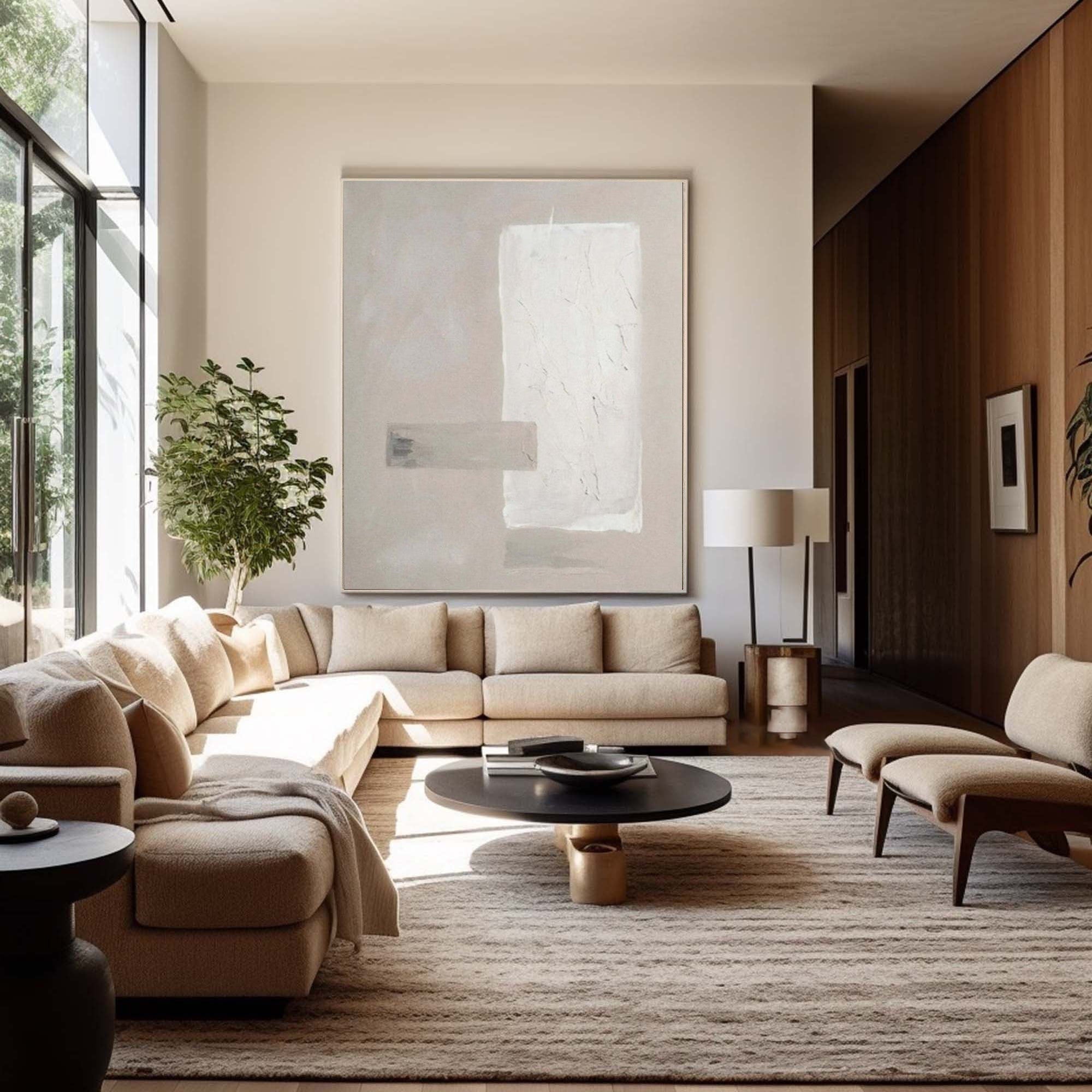 Minimalist Abstract Canvas Painting with Neutral Textures for Contemporary Wall Art #TX202