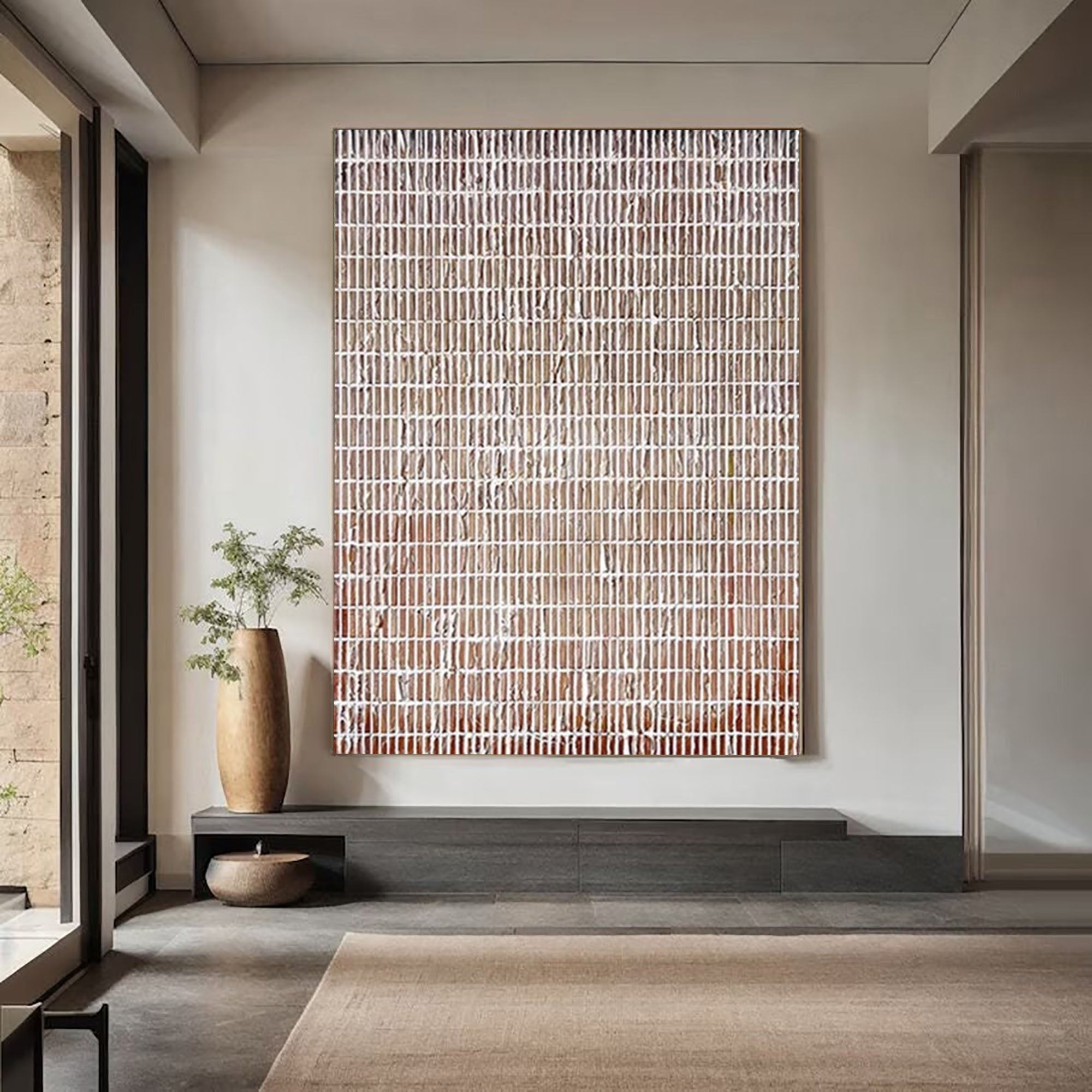 Wabi Sabi Wall Art Abstract White Stripes Design for Contemporary Home Decor #TX229